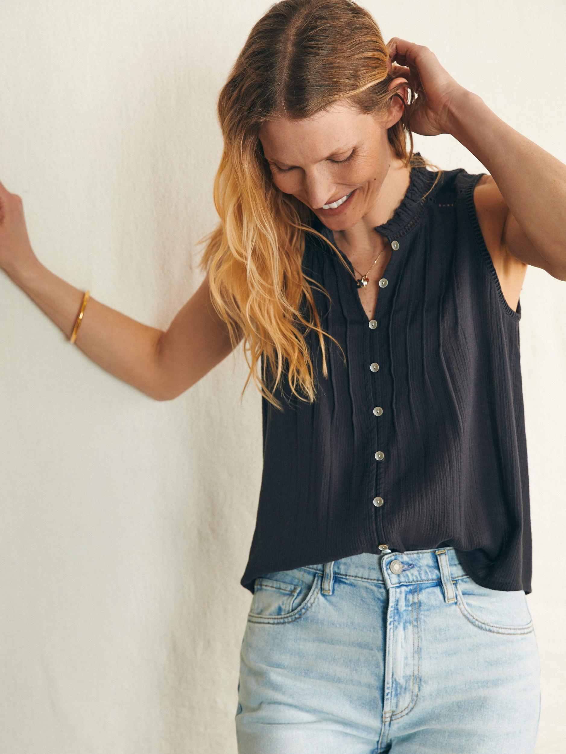 Willa Sleeveless Top - Washed Black Female Product Image