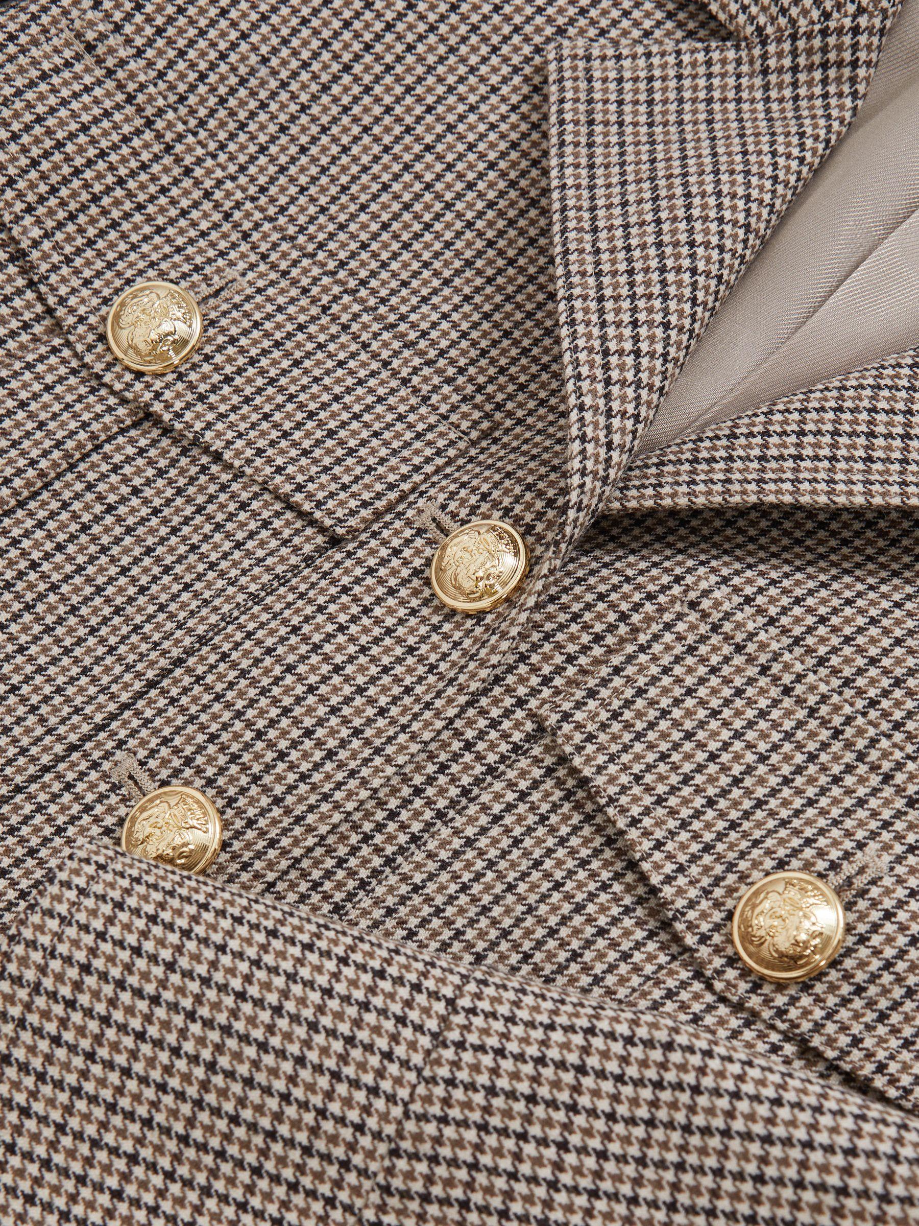 Wool Twin-Pocket Cropped Jacket in Neutral Check Product Image