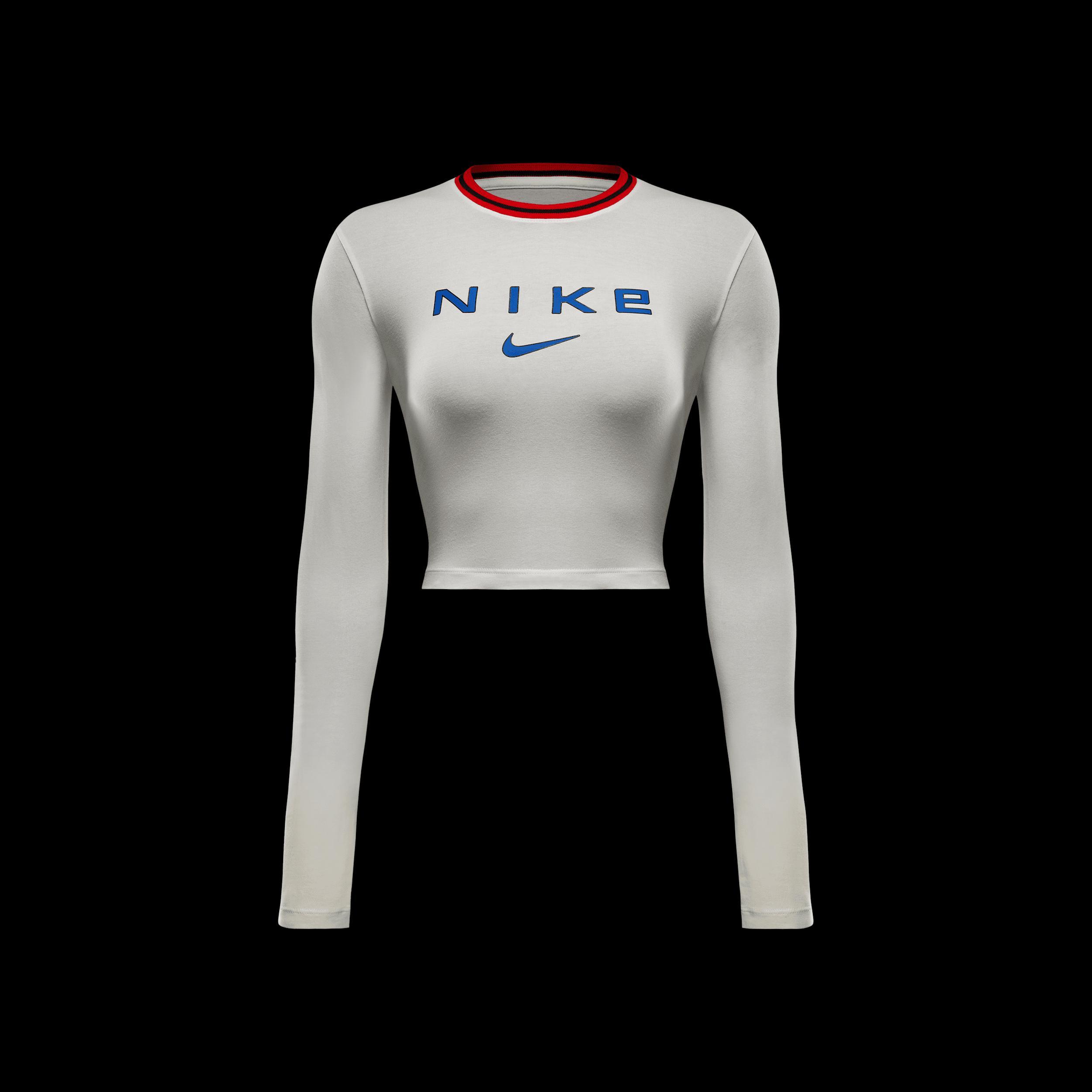Women's Nike Sportswear Chill Knit Slim Long-Sleeve Cropped Graphic T-Shirt Product Image
