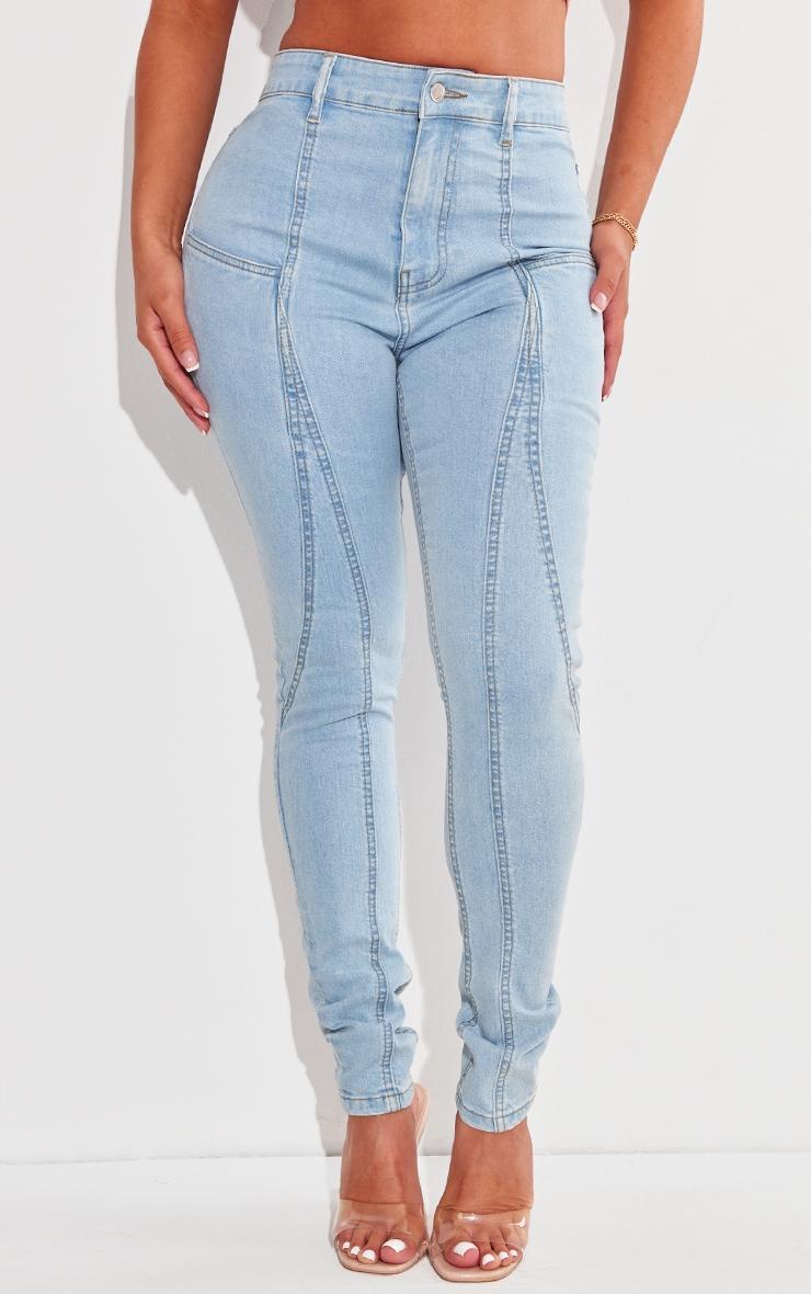 Shape Light Blue Wash Panel Detail Skinny Jeans Product Image