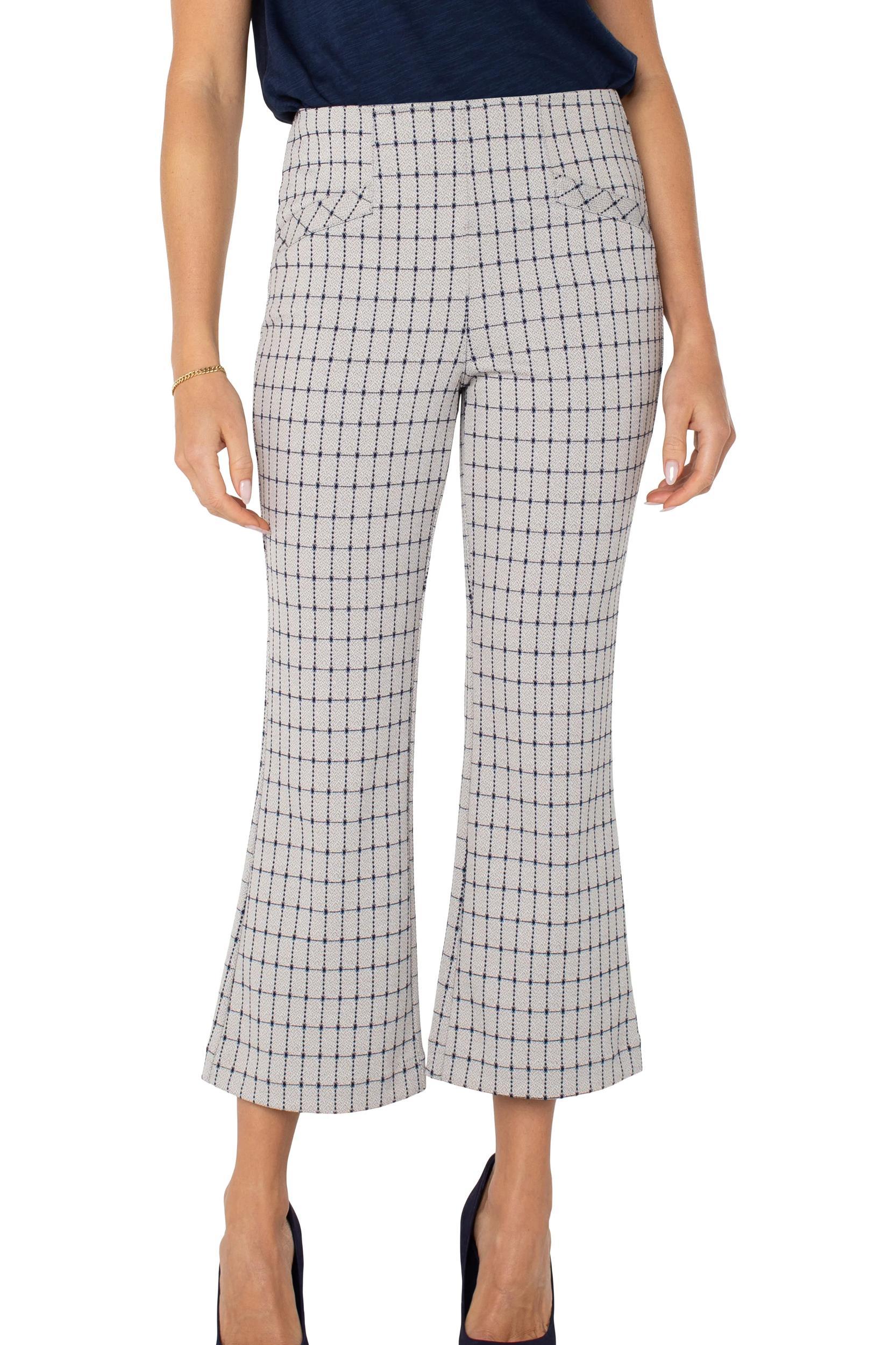 Stella Kick Flare w/ Welt Pockets- Navy Taupe Grid Product Image