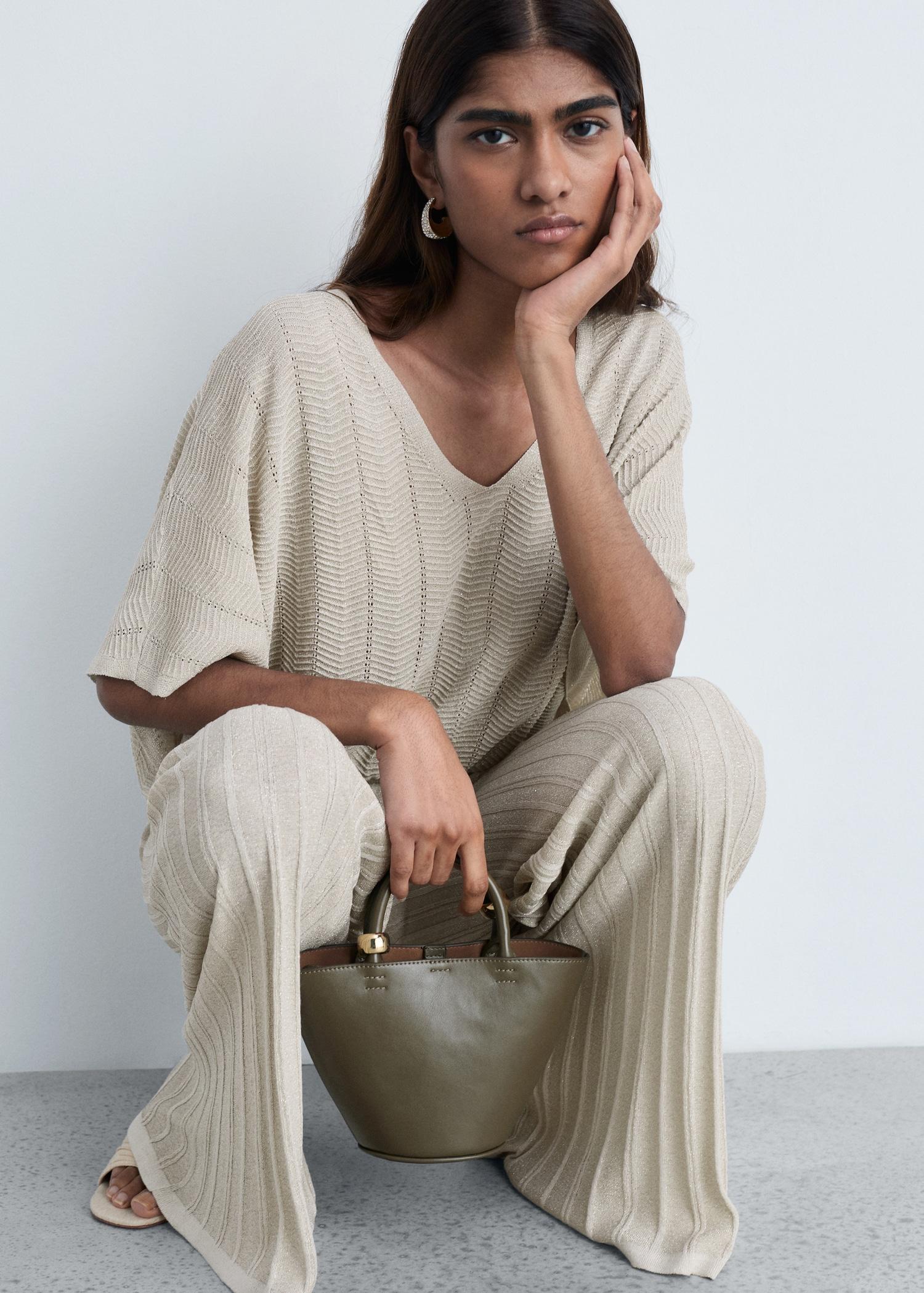 Flared knitted pants - Women | MANGO USA Product Image