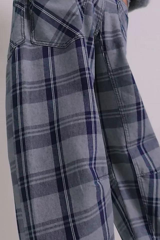 We The Free Moxie Plaid Pull-On Barrel Jeans Product Image
