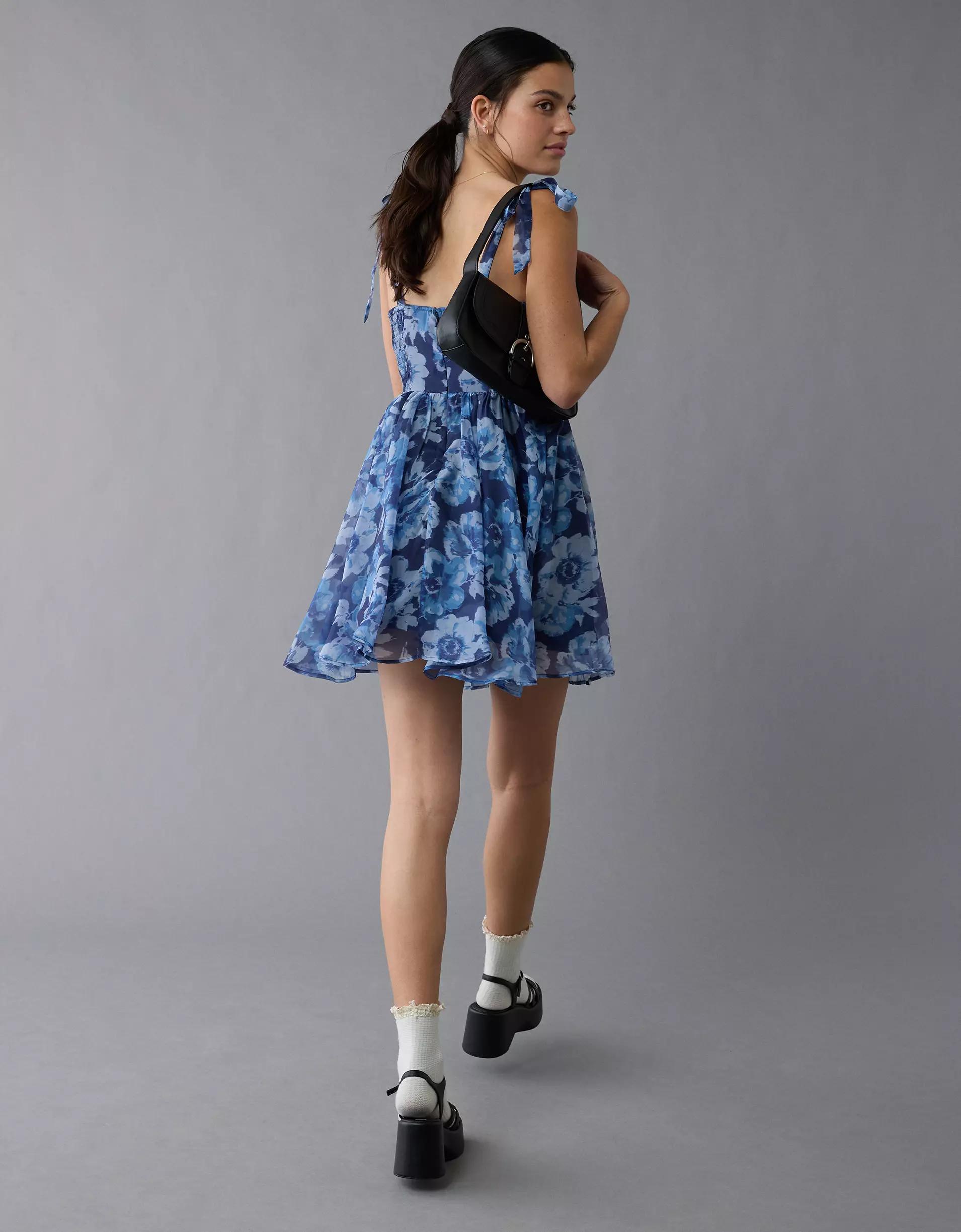 AE Corset Tie Strap Floral Mini Dress Product Image