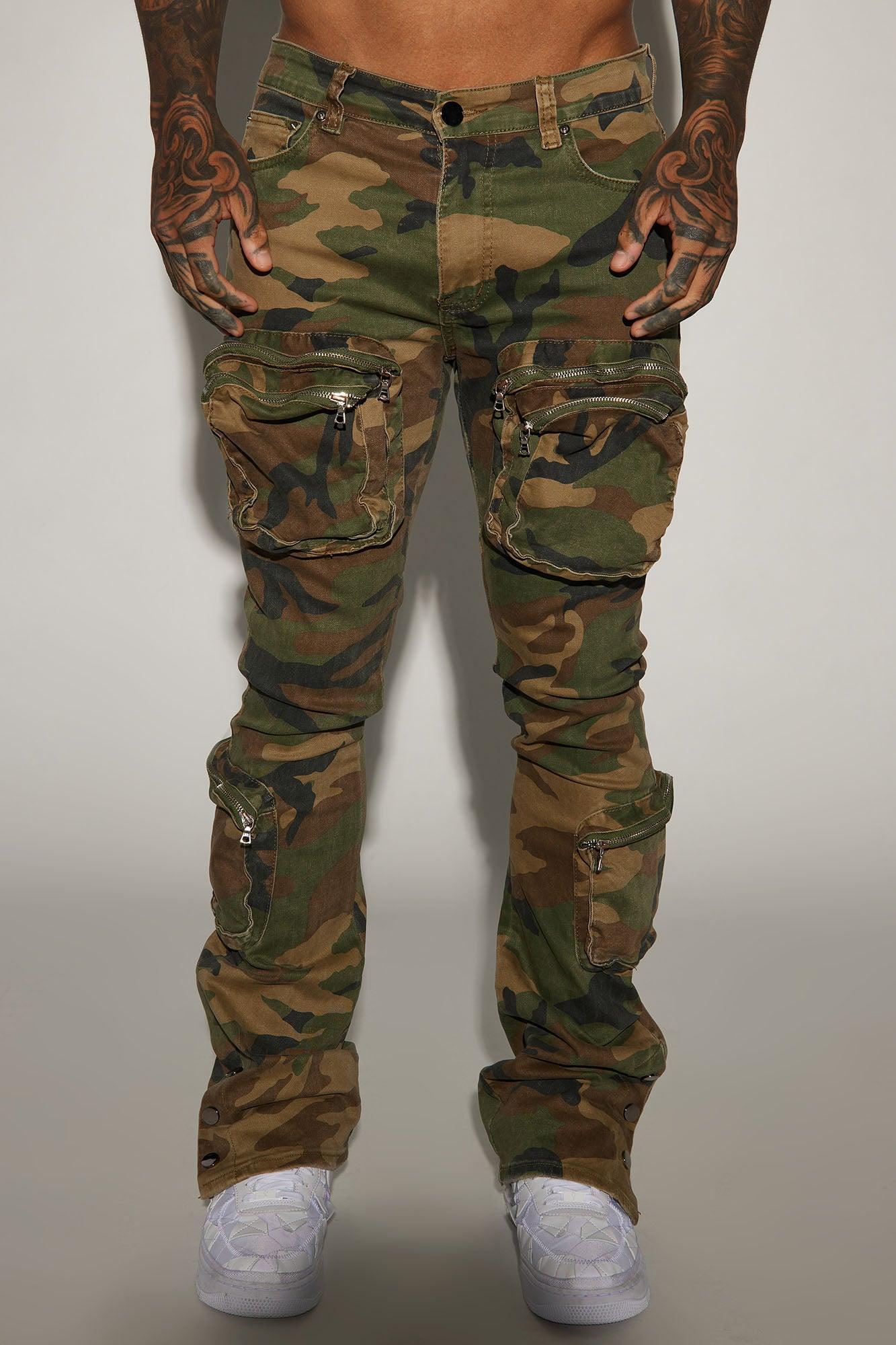 Round Up Stacked Skinny Flare Pants - Camouflage Product Image