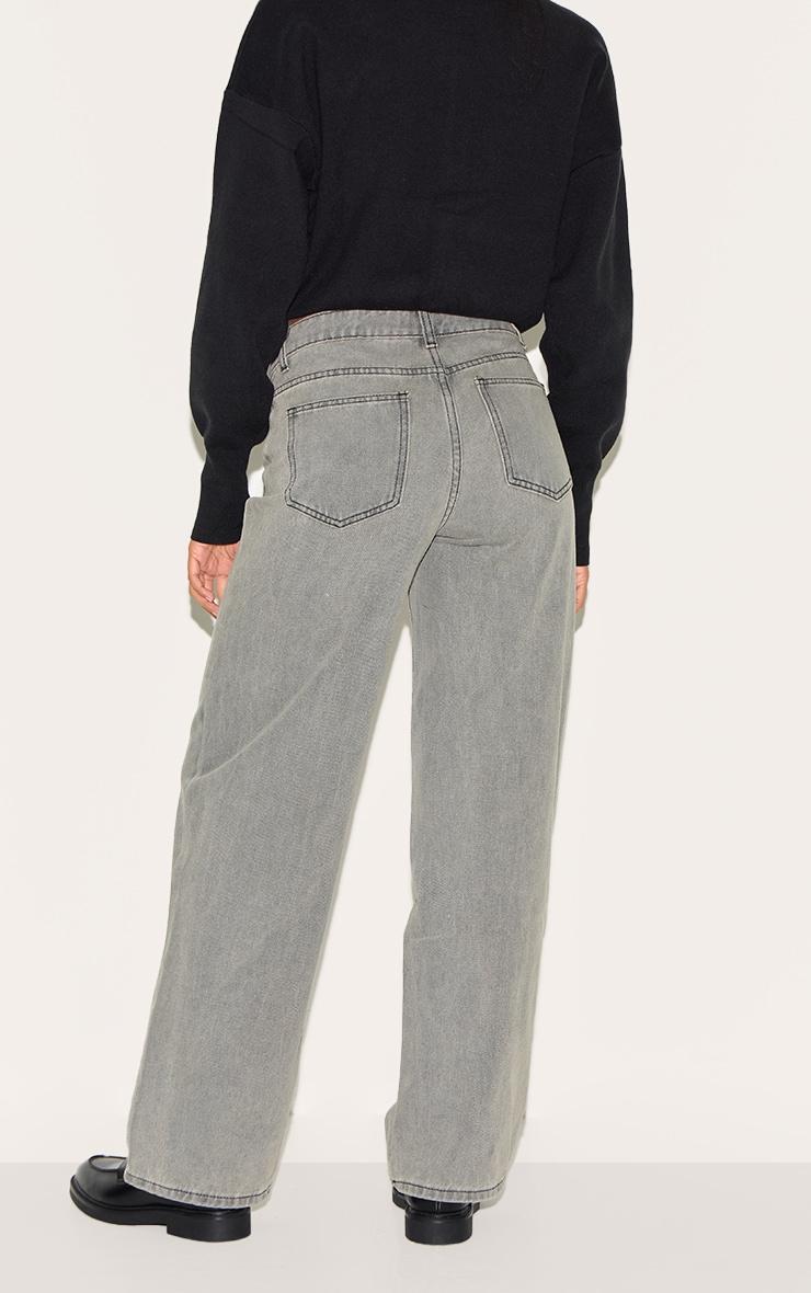  Grey Stone Washed Mid Rise Straight Leg Jeans Product Image