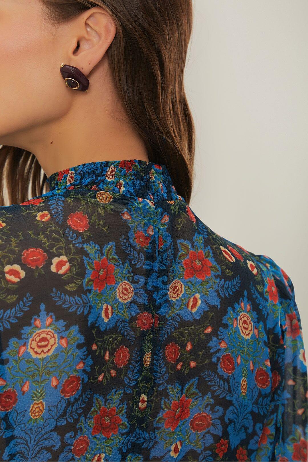 Womens Arabesque Floral Highneck Minidress Product Image