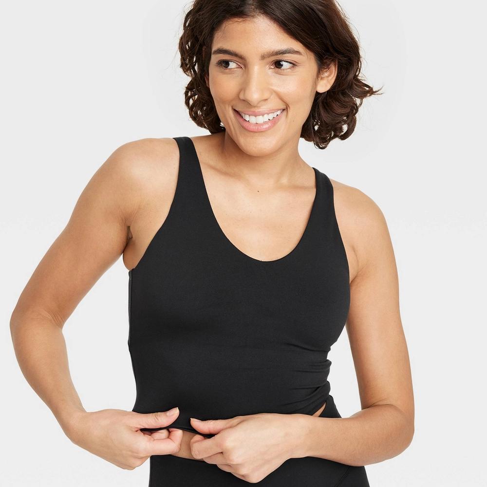 Womens Flex Light Support V Neck Cropped Sports Bra - All In Motion Black S: Moisture Wicking, UPF 50+ Product Image