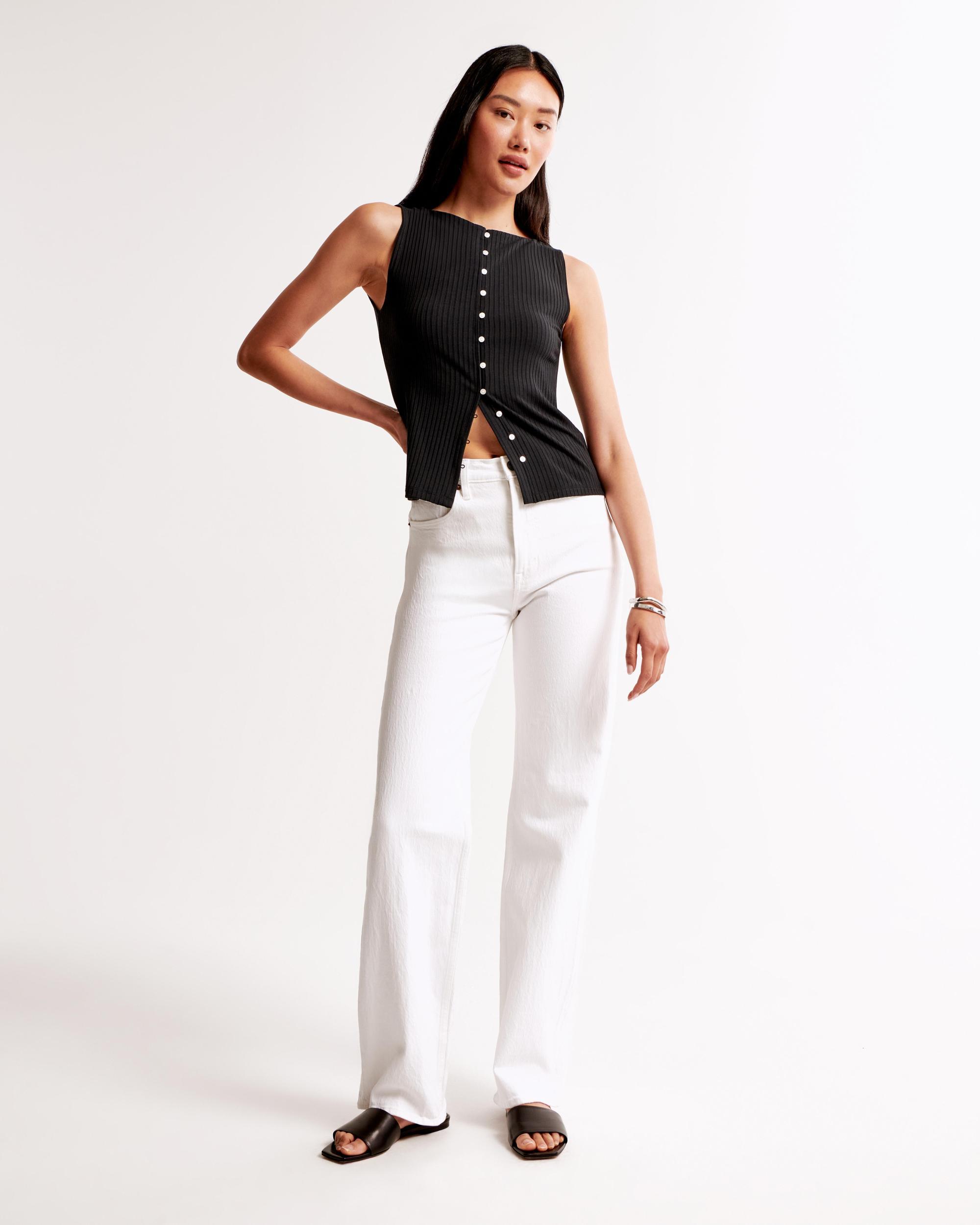 Wide Rib Button-Through Slash Top Product Image