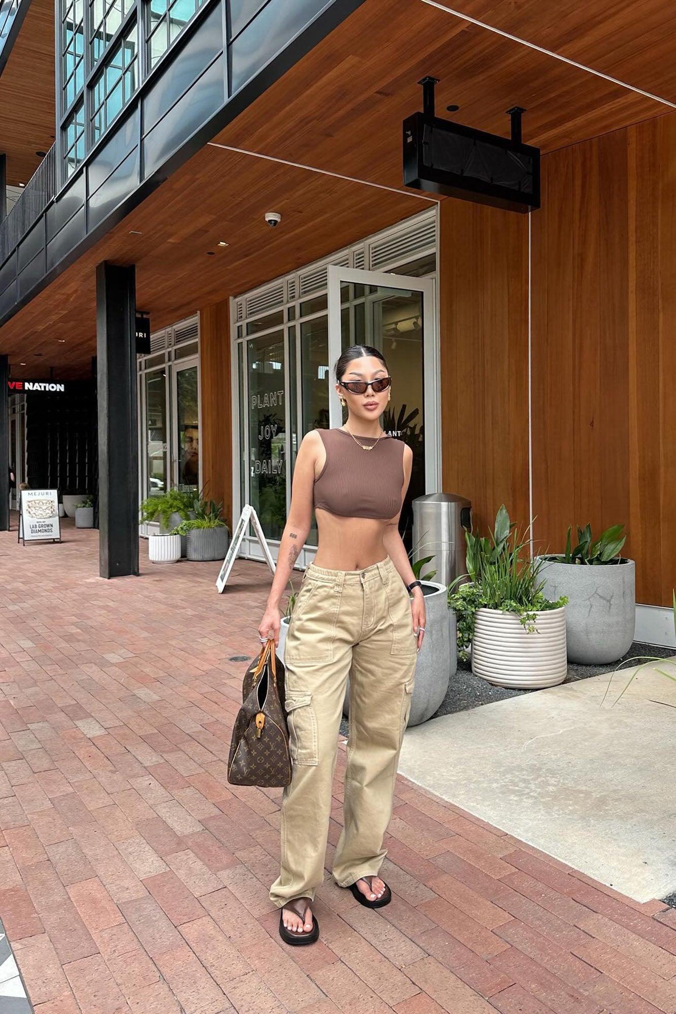 Give Me A Break Cargo Carpenter Jeans - Khaki Product Image