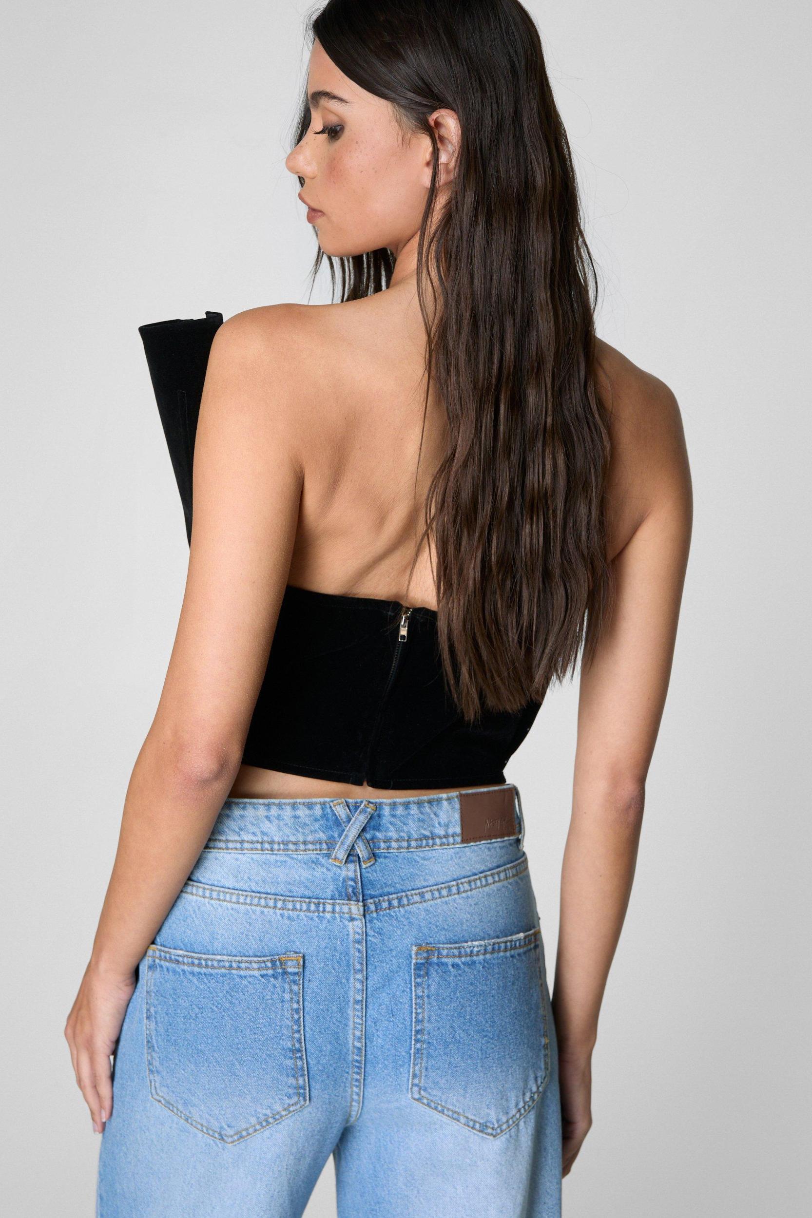 Velvet Structured Fan Bandeau Top Product Image