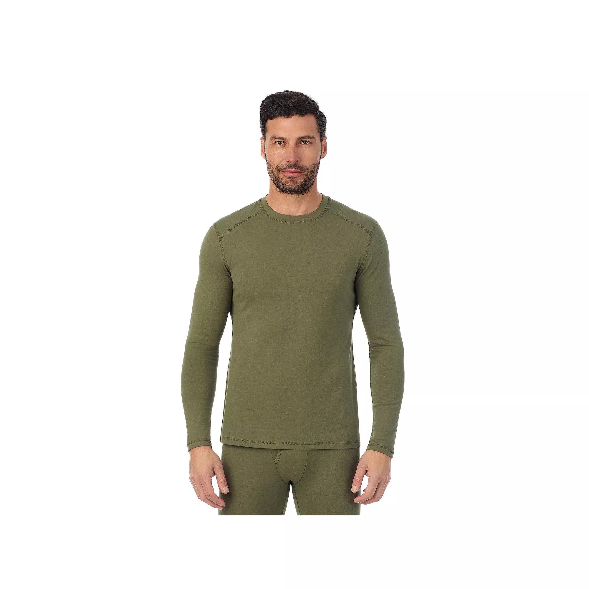 Men's Cuddl Duds® Midweight Cottonwear Performance Base Layer Crew Top, Size: Medium, Green Product Image