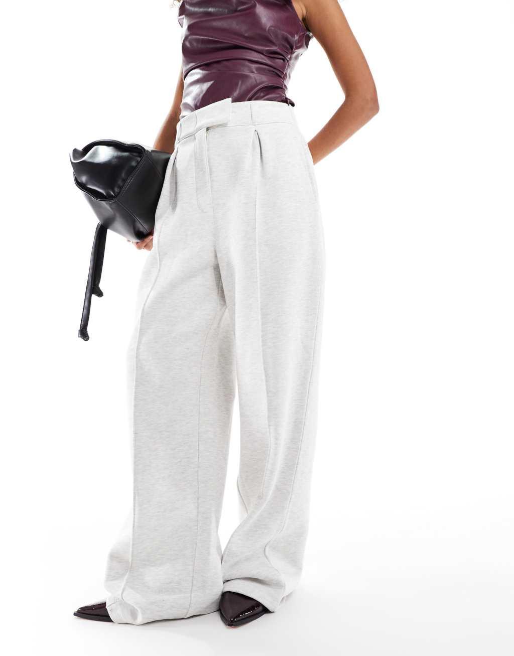 ASOS DESIGN tailored jersey sweatpants in ice heather Product Image