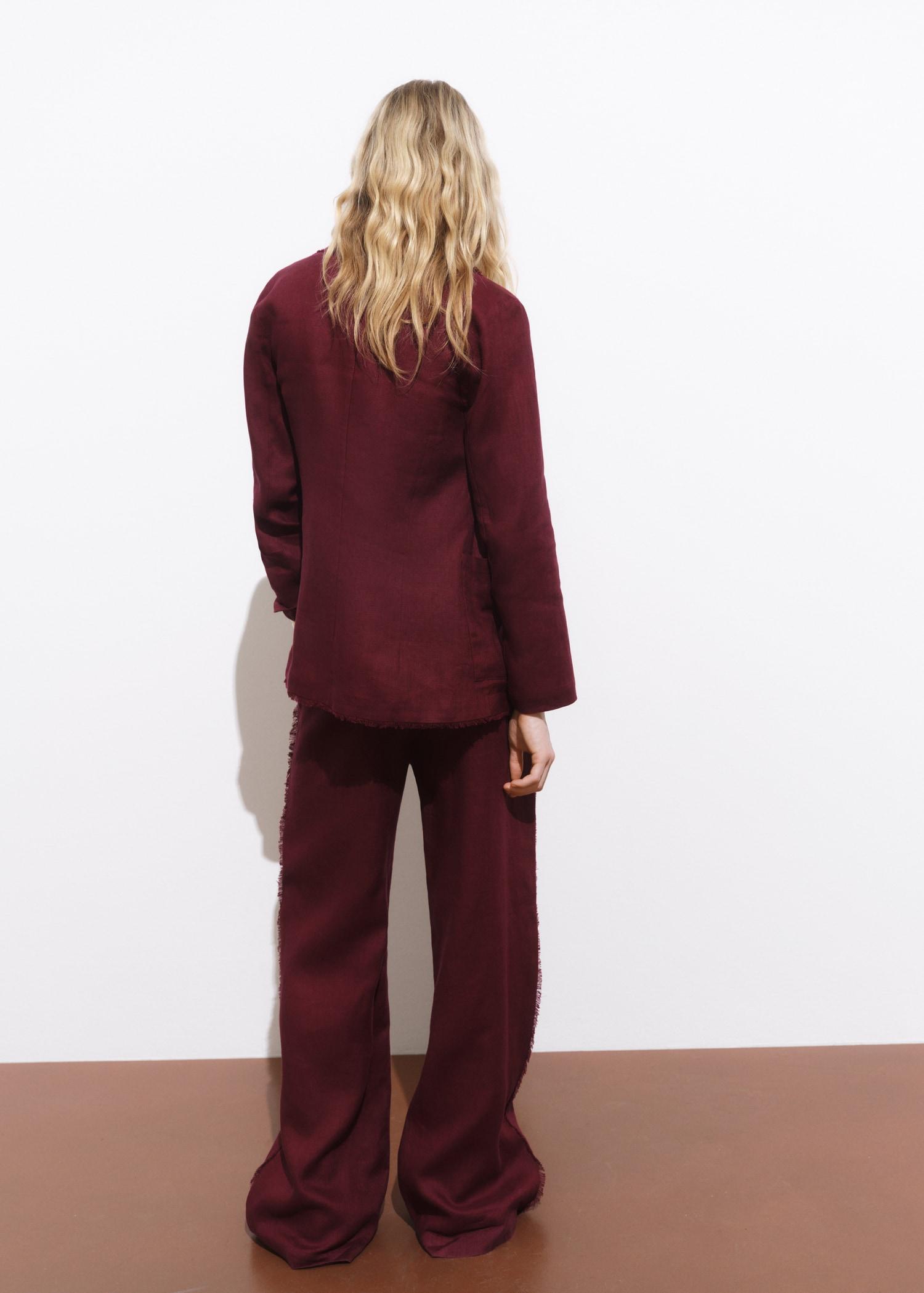 Linen suit pants with frayed ends - Women | MANGO USA Product Image