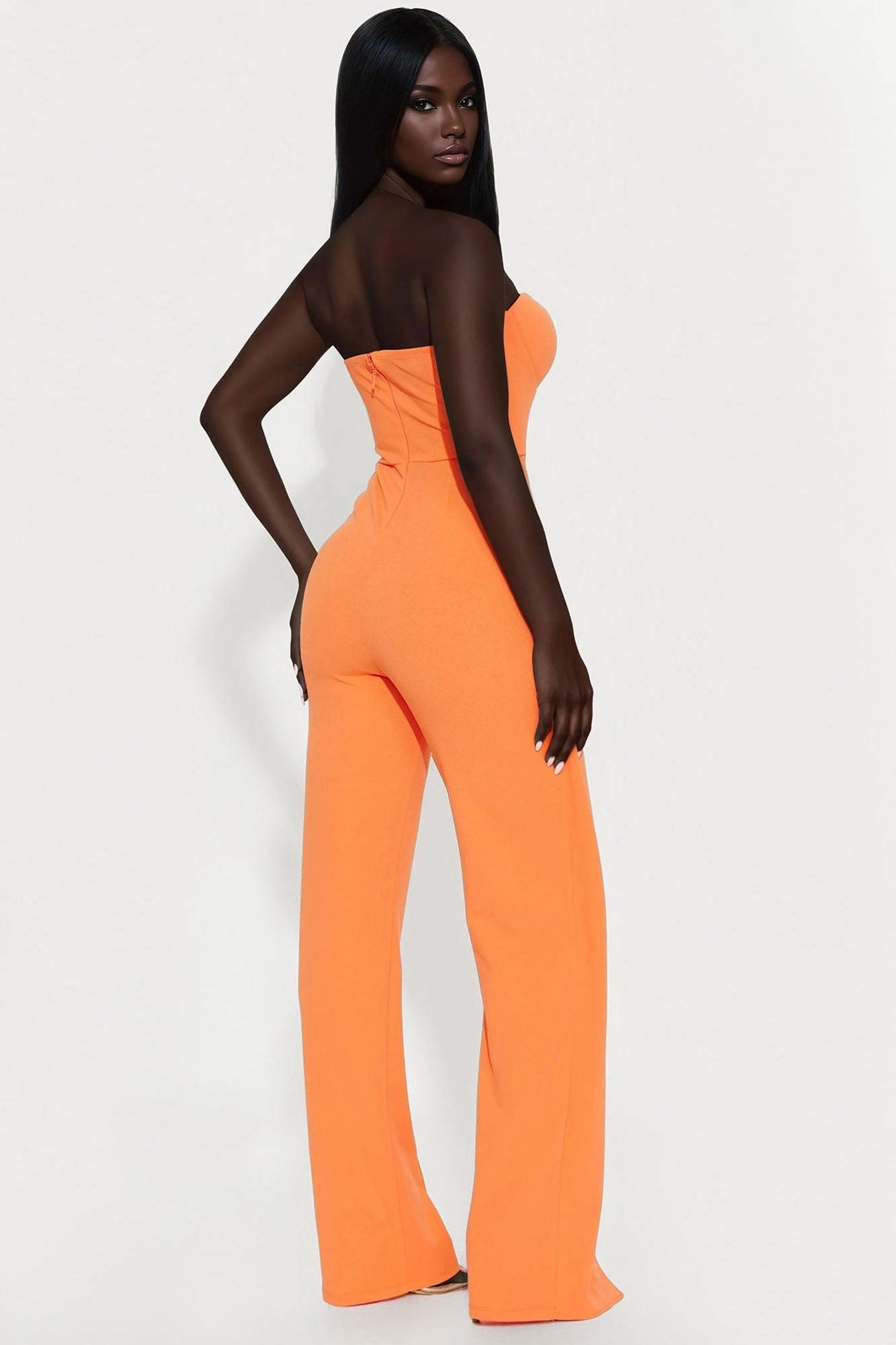 Have It All Draped Strapless Jumpsuit - Orange Product Image