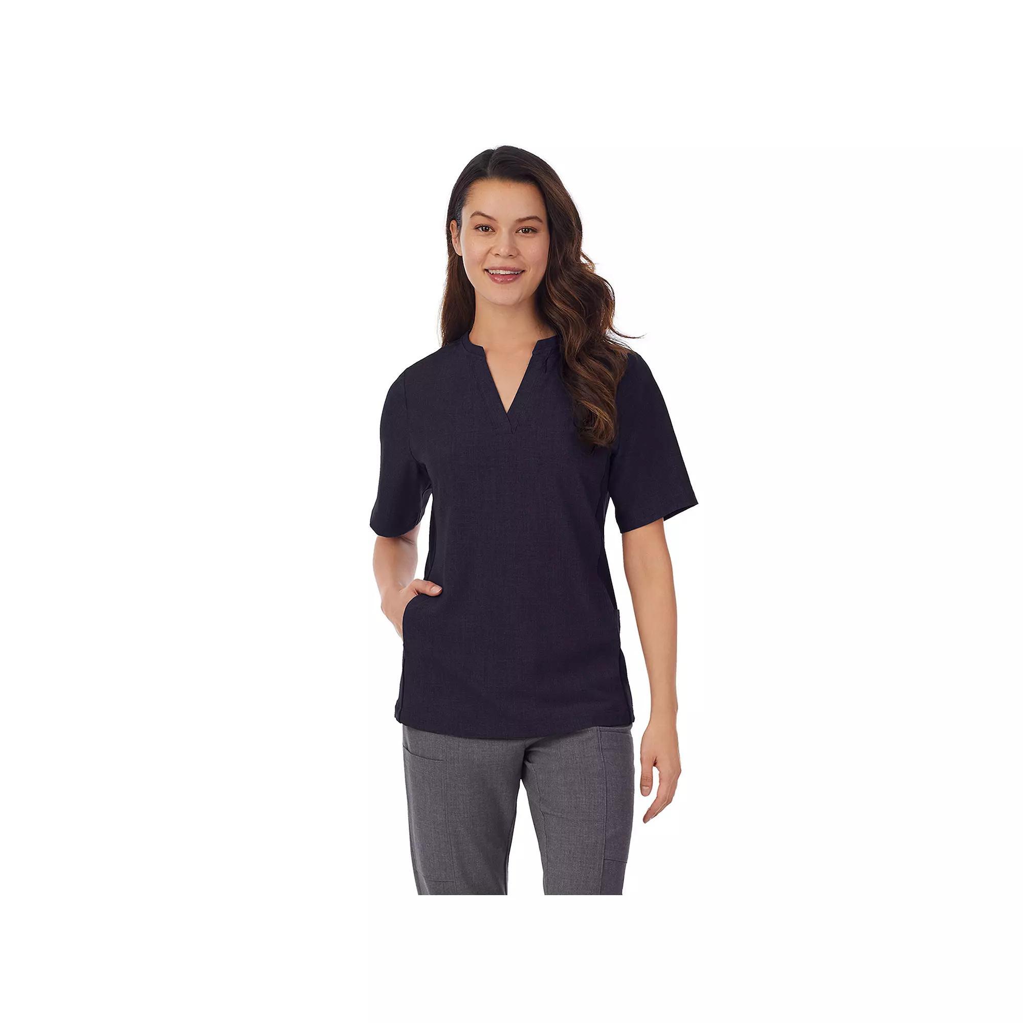 Women's Cuddl Duds® Scrubs 4-Pocket Split Neck Top, Size: XL, Navy Grey Product Image