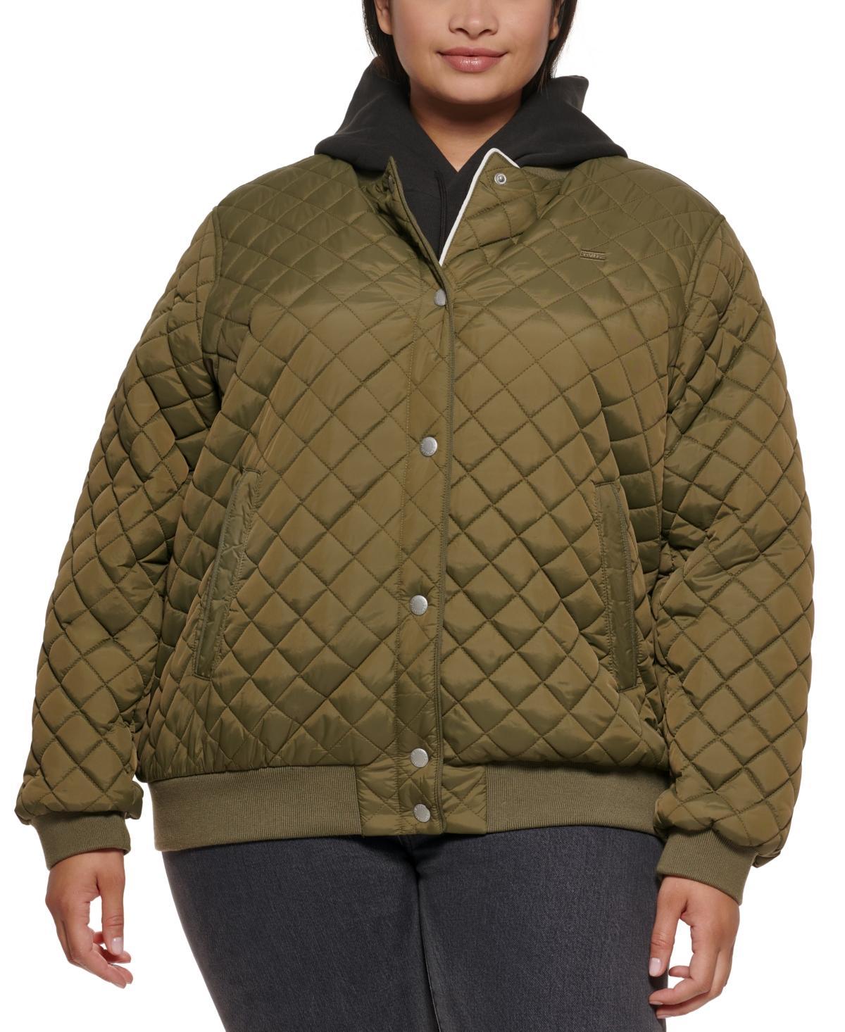 Plus Size Levis Quilted Sherpa Diamond Bomber Jacket, Womens Product Image