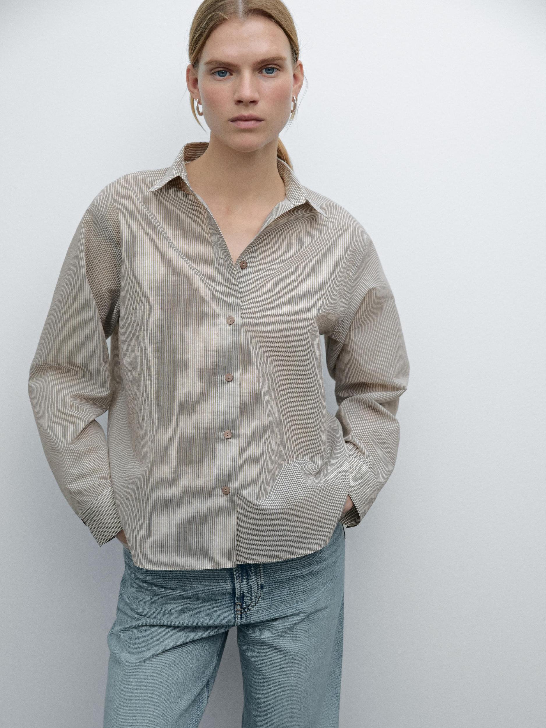 Striped cotton blend shirt Product Image