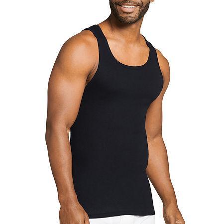 Men's Jockey® 4-Pack Fitted Tank Top A-Shirts, Size: Medium, White Gray Black Product Image