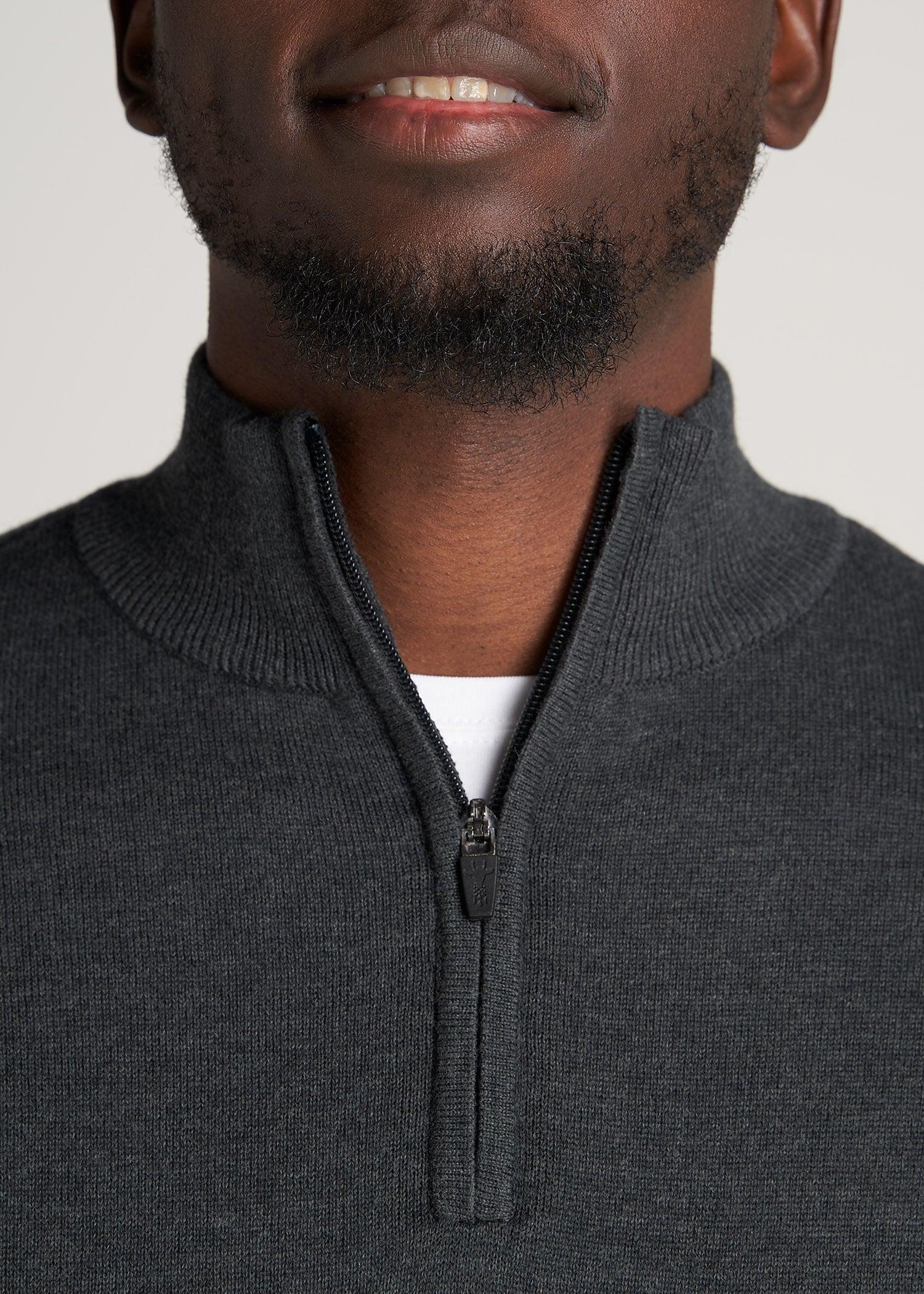 Everyday Quarter-Zip Tall Men's Sweater in Charcoal Mix Product Image