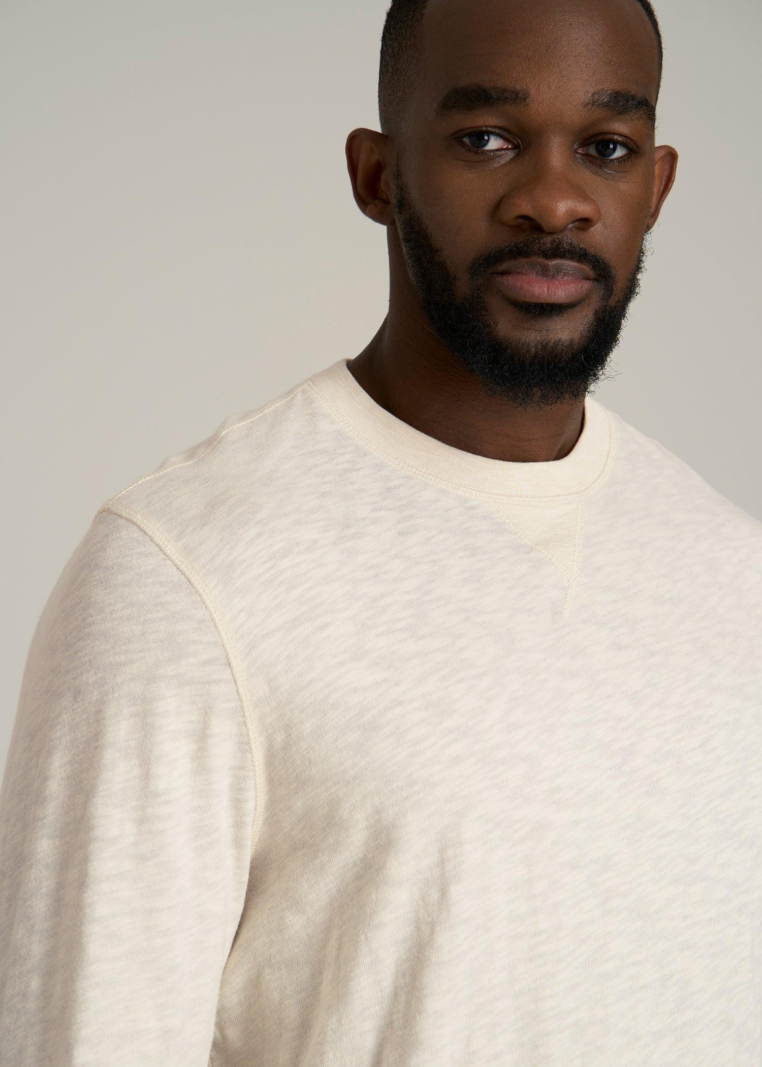 Sunwashed Slub Crewneck for Tall Men in Ivory White Product Image