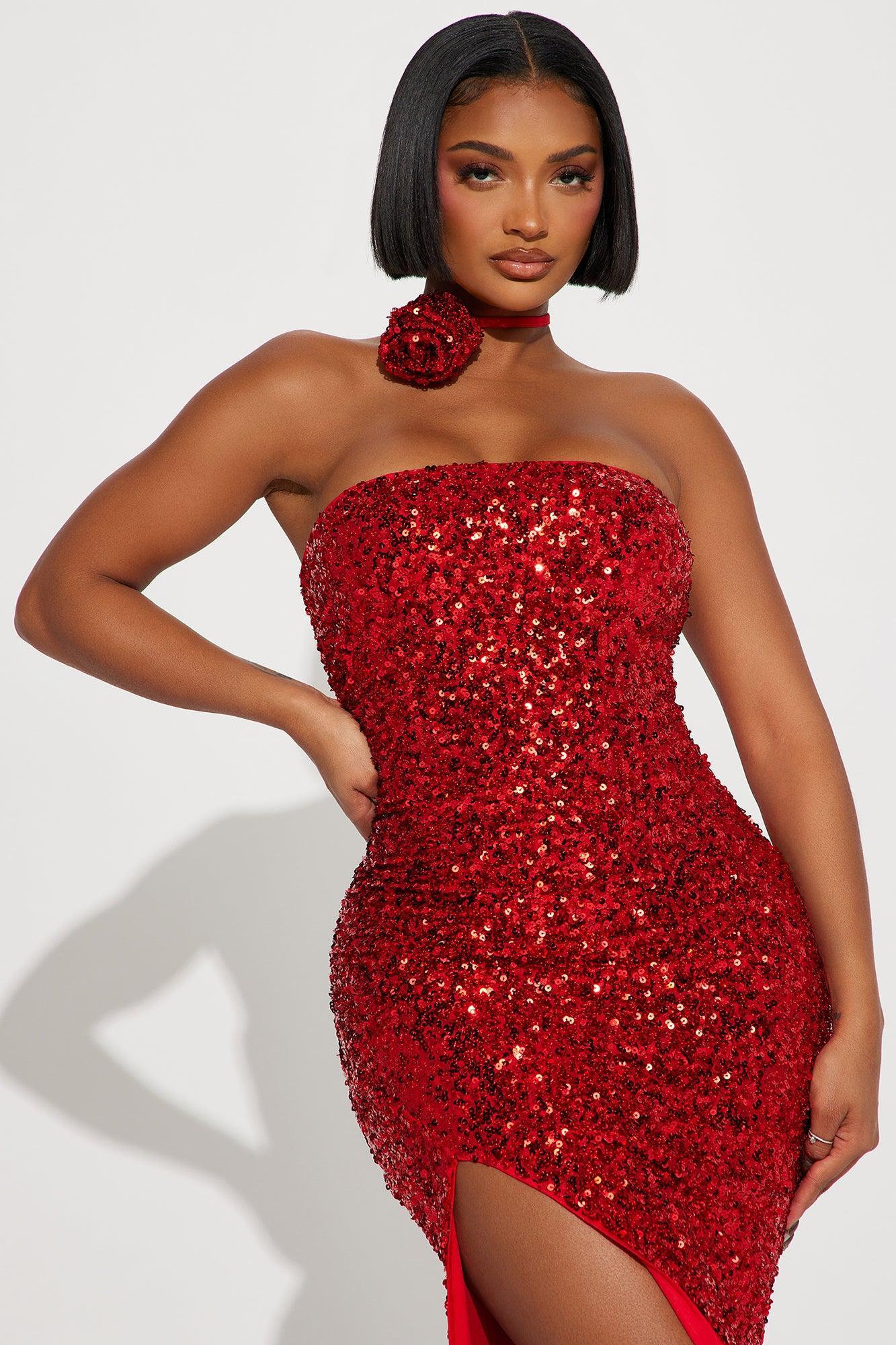 Valentina Sequin Maxi Dress - Red Product Image