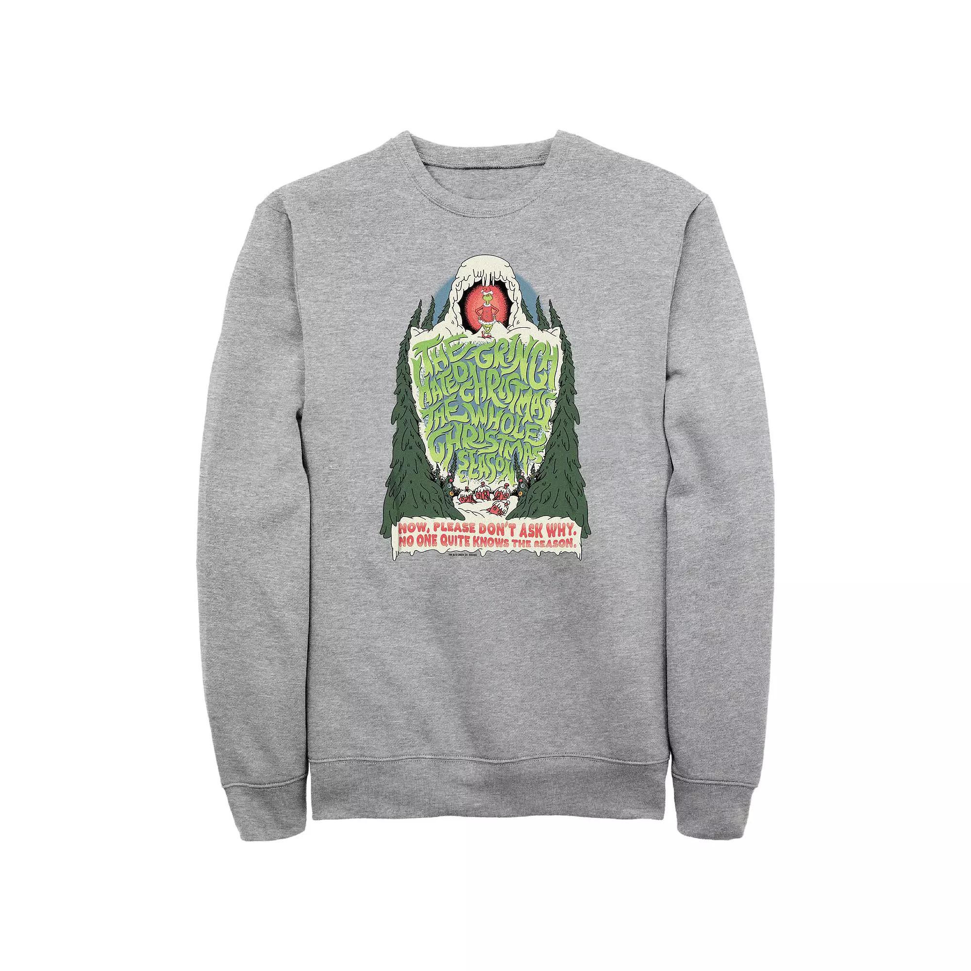 Big & Tall Dr. Seuss Grinch Hated Christmas Graphic Fleece, Men's, Size: Large Tall, Athletic Grey Product Image
