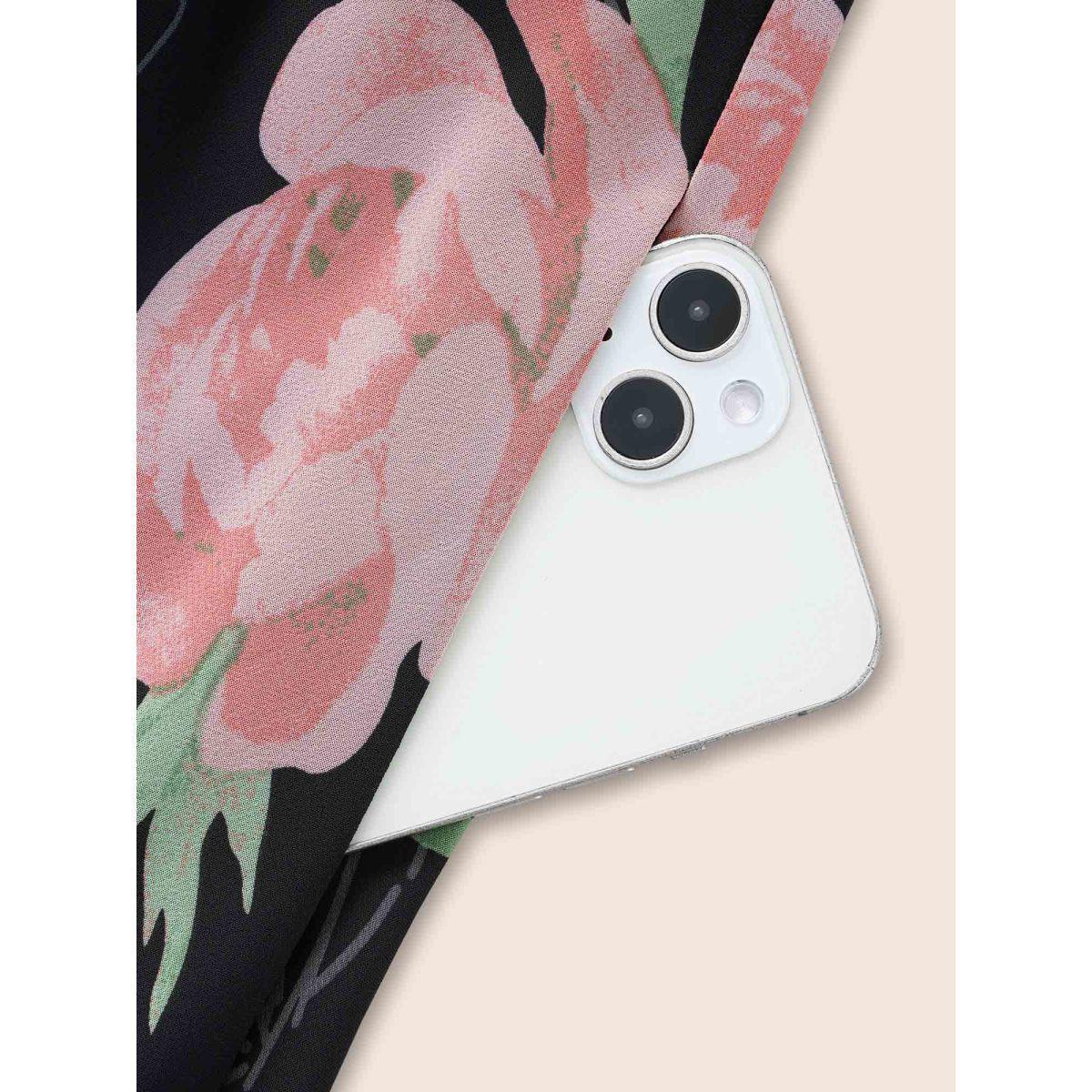 Plus Size Overlap Collar Floral Split Hem Dress Multicolor Women Elegant See through Overlap Collar Short sleeve Curvy BloomChic 28/5X Product Image