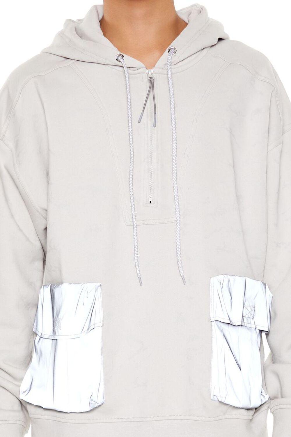 Washed Fleece Mixed Media Oversized Pocket Hoodie | Forever 21 Product Image