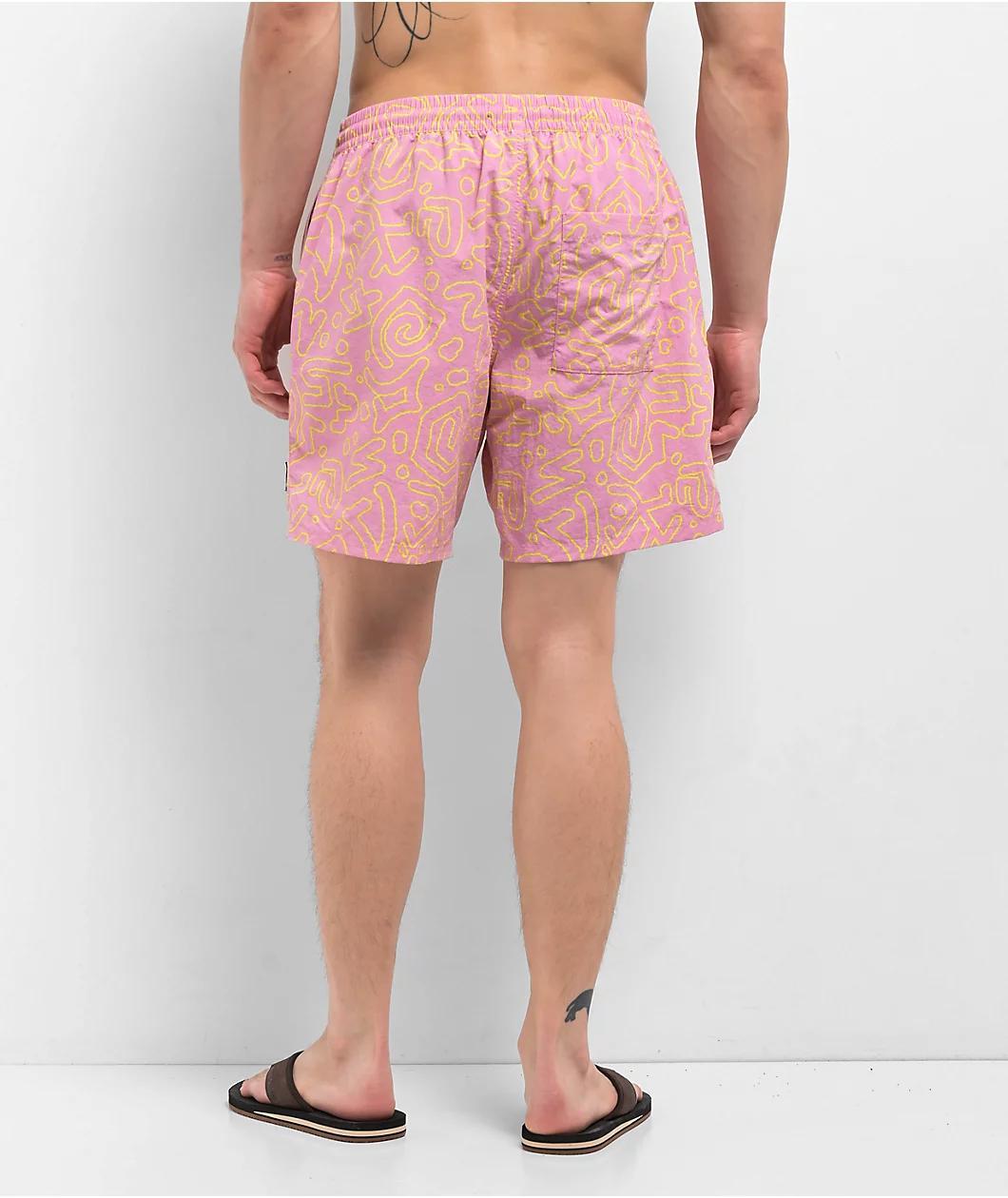 Empyre Squiggle Floater Pink & Yellow Board Shorts Product Image