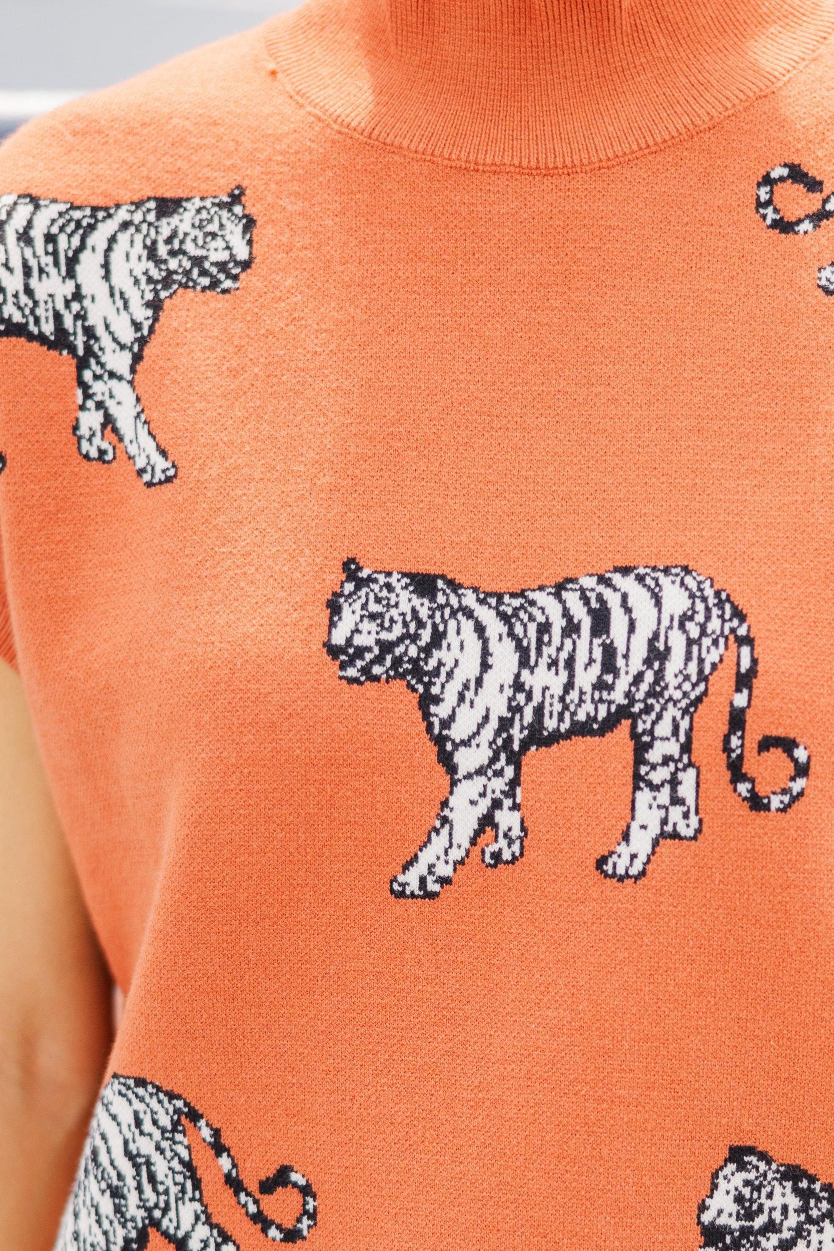 Look The Part Rust Orange Tiger Sweater Female Product Image