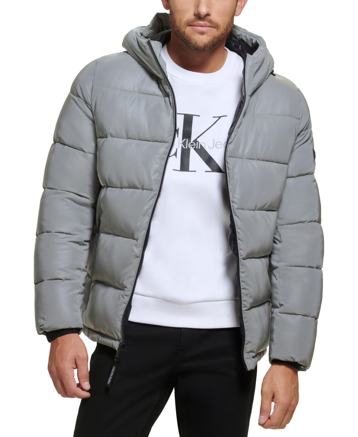 Calvin Klein Mens High Shine Hooded Puffer Jacket Product Image
