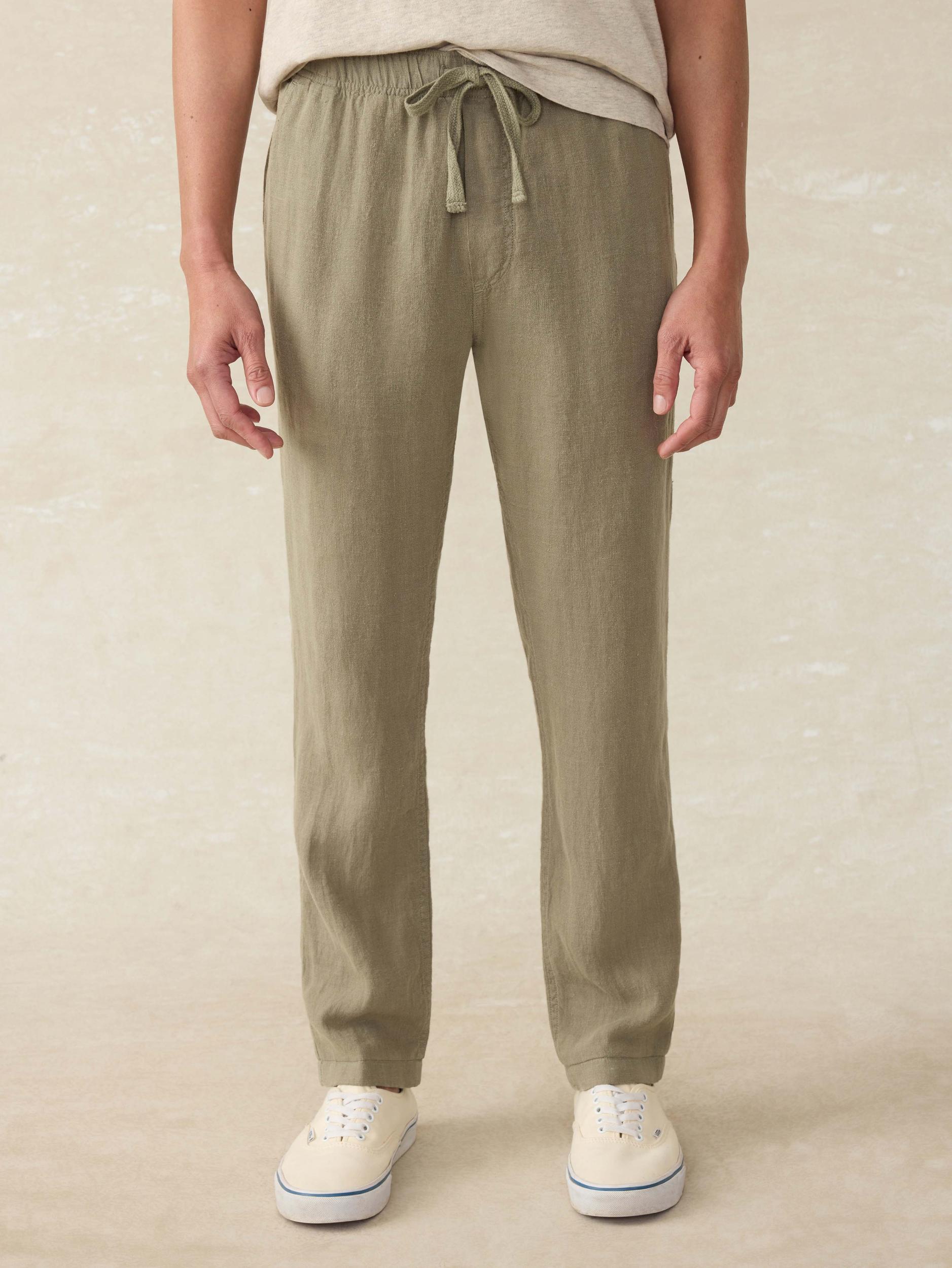Linen Drawstring Pant - Canyon Olive Male Product Image