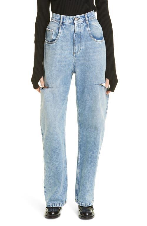 Slash-Sides Wide-Leg Denim Pants Product Image