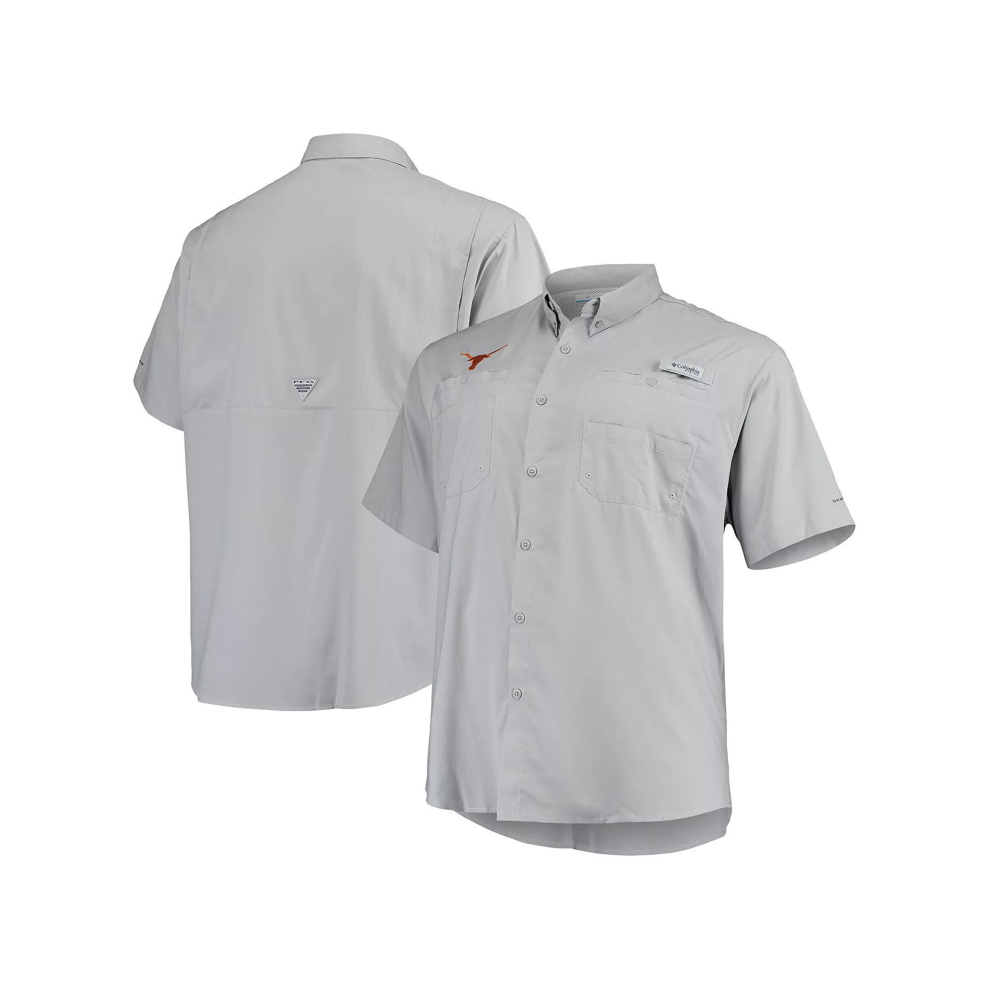 Mens Columbia Gray Texas Longhorns Big & Tall Tamiami Omni-Shade Button-Down Shirt Product Image