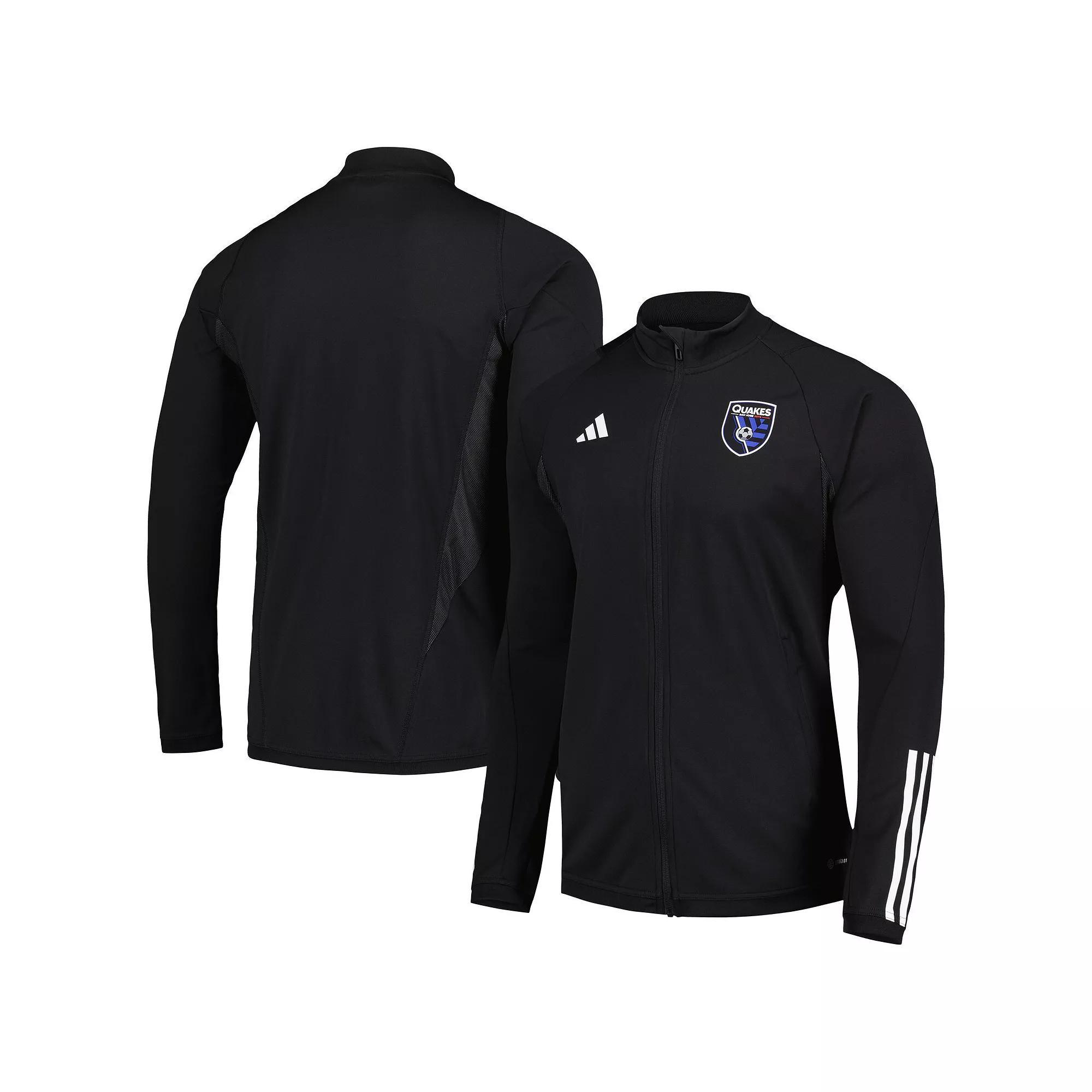 Men's adidas Black San Jose Earthquakes 2023 On-Field AEROREADY Full-Zip Training Top, Size: Small, Sje Black Product Image