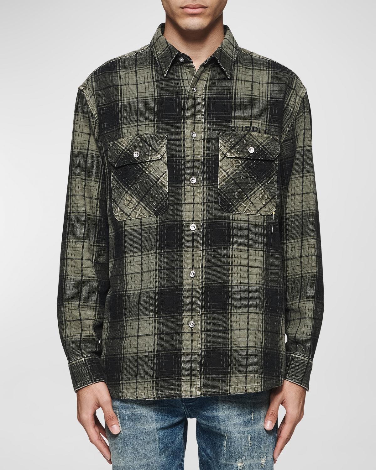 Mens Plaid Cotton Flannel Shirt Product Image