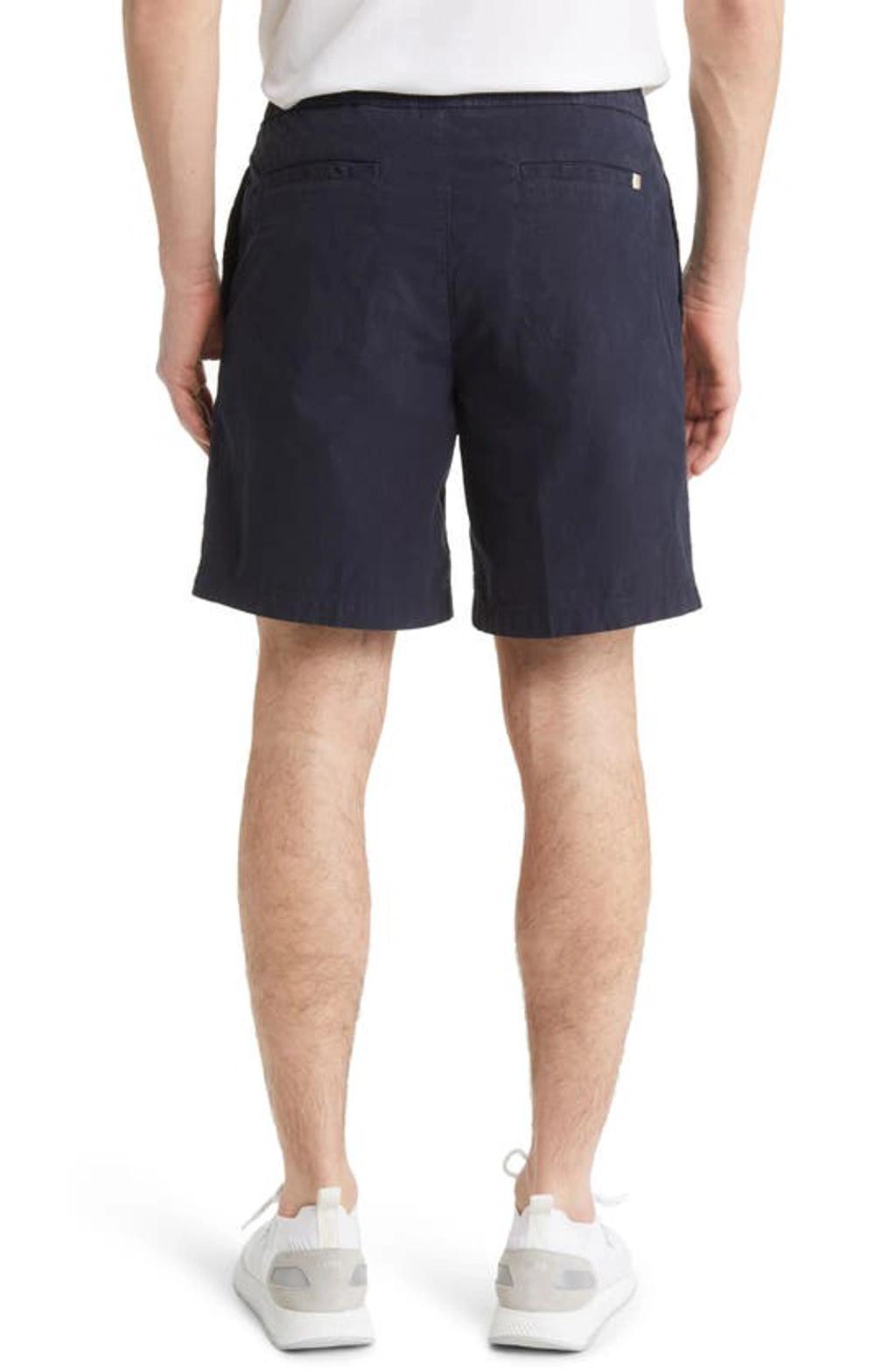 HUGO BOSS Karlos-ds-shorts 102 Cotton Blend Regular Fit Drawstring Shorts In Dark Blue Product Image