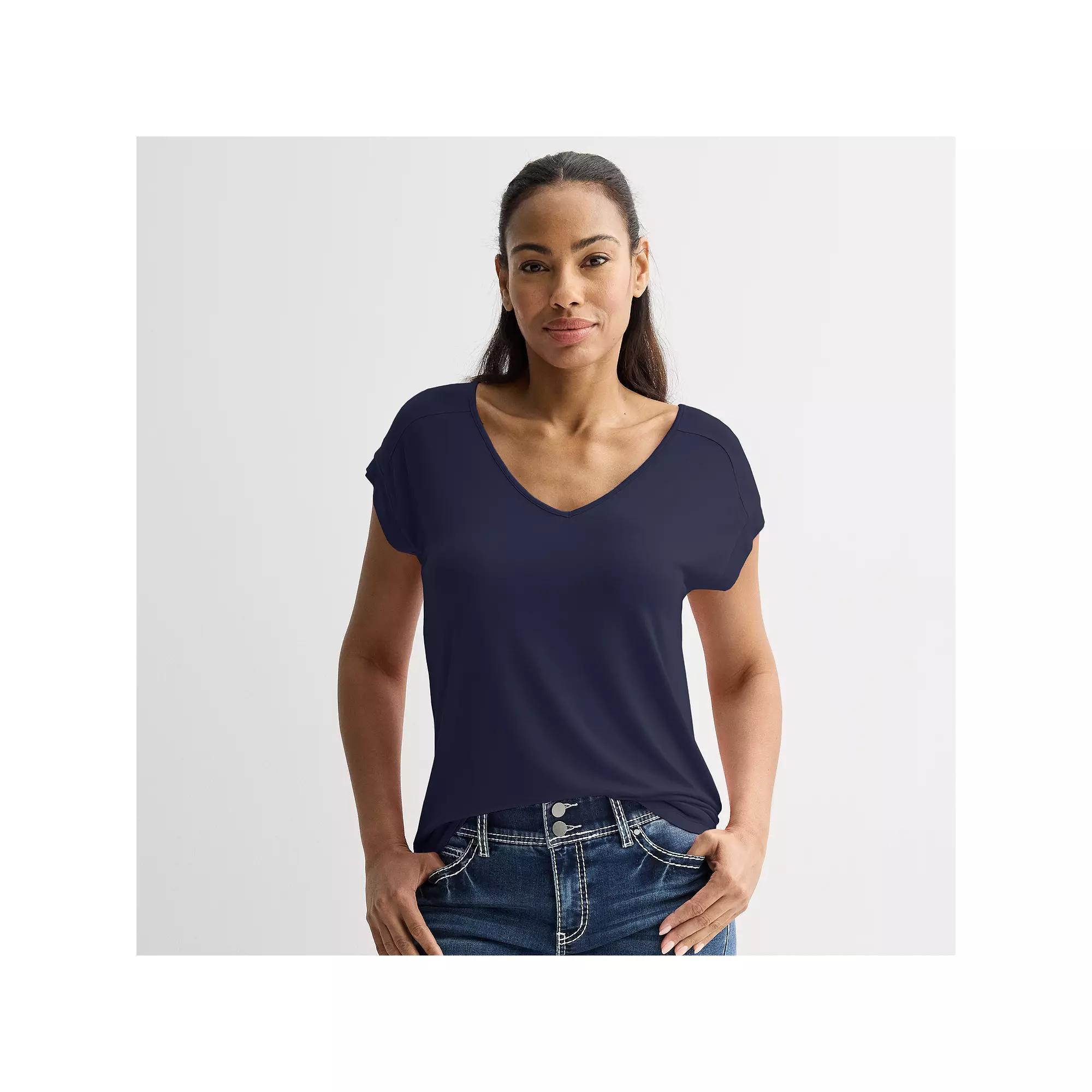 Women's Apt. 9® Short Sleeve V-Neck Tunic Top, Size: XS, Royale Product Image