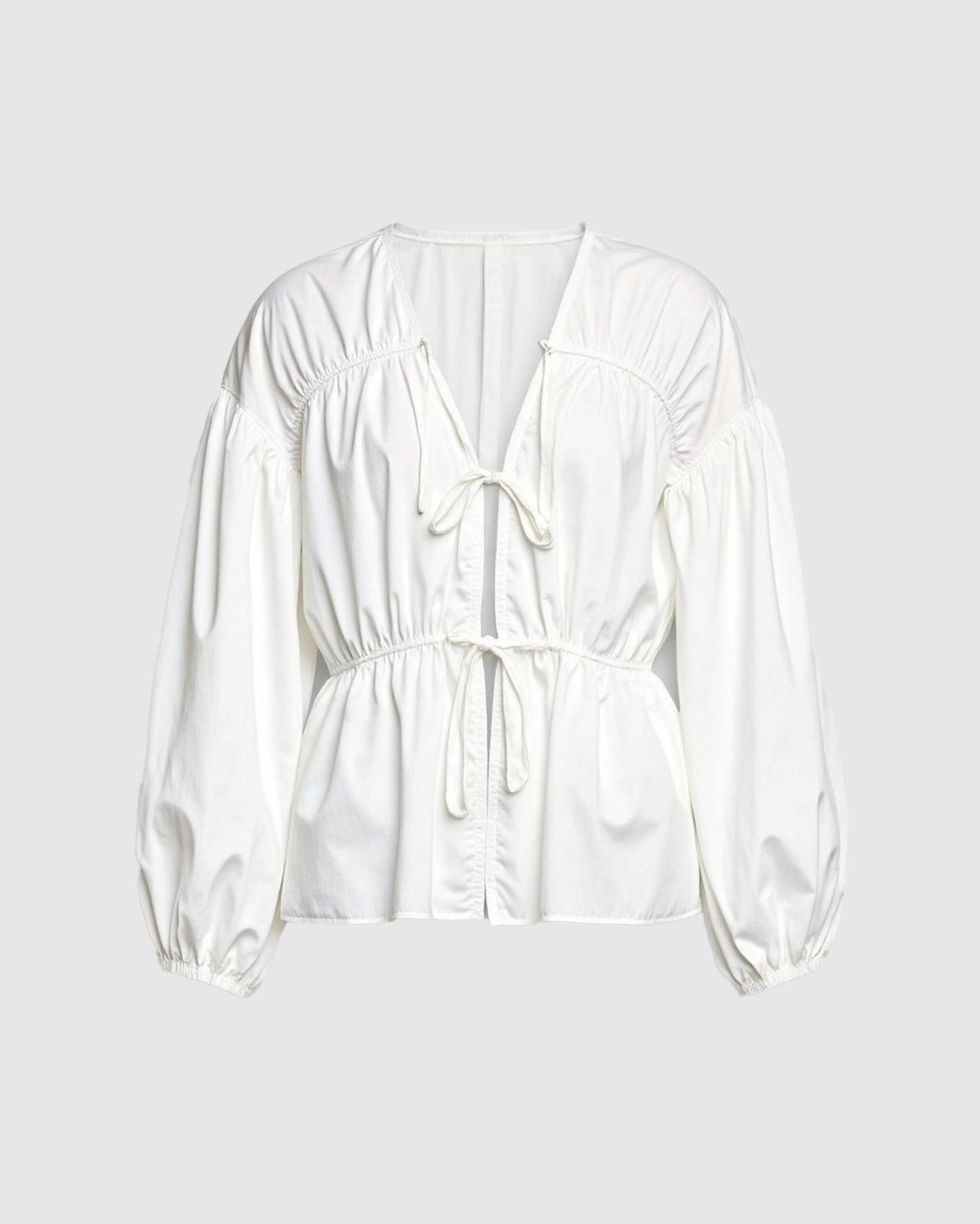 Hira Tie-Front Organic Cotton Blouse Product Image