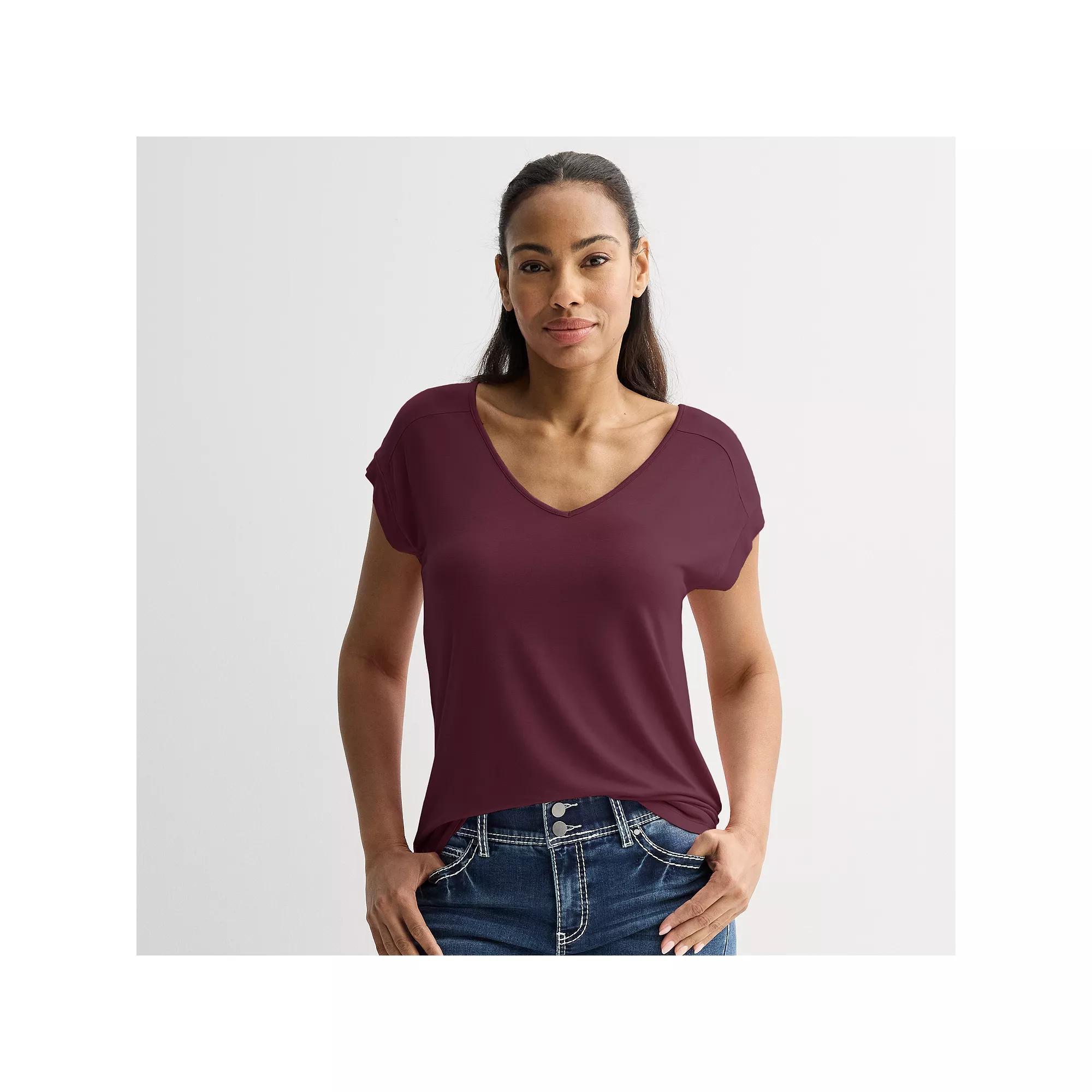 Women's Apt. 9® Short Sleeve V-Neck Tunic Top, Size: XS, Royale Product Image