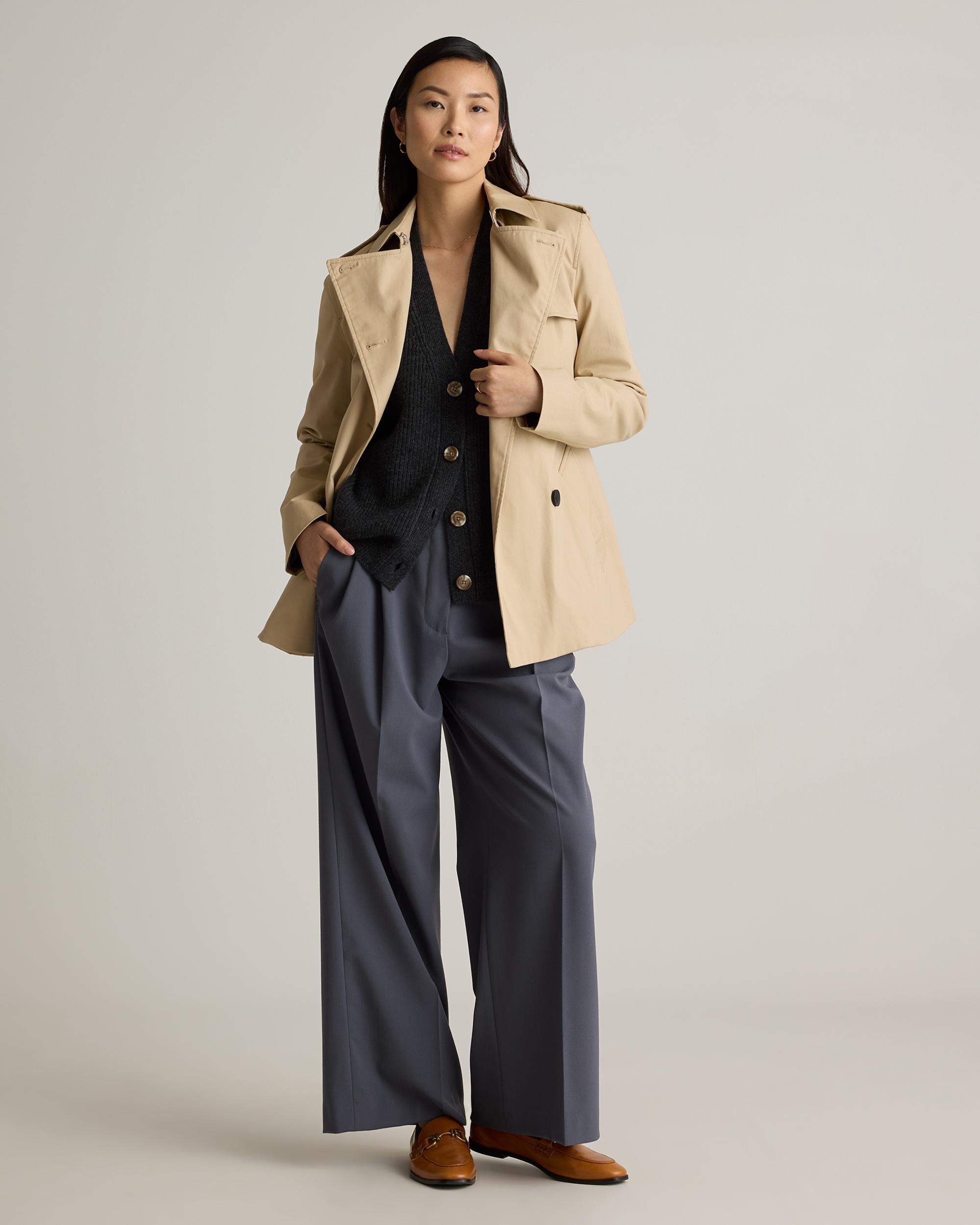 Quince | Women's Mongolian Cashmere Fisherman Boxy Cropped Cardigan Sweater Product Image