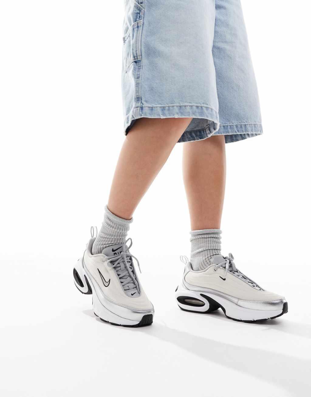 Nike Air Max Portal sneakers in white and silver Product Image