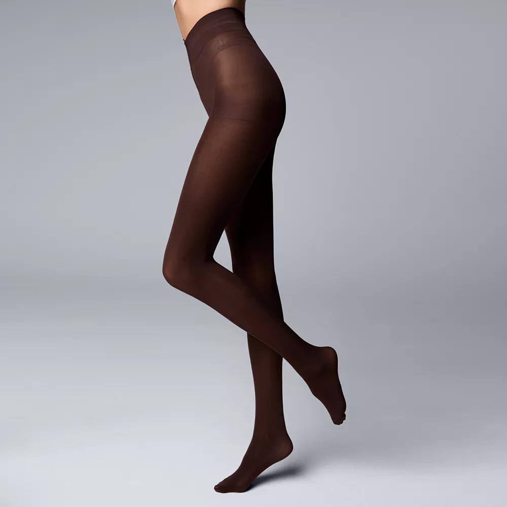 Women's Simply Vera Vera Wang Opaque 90D Control Top Tights, Size: 5, Brown Product Image