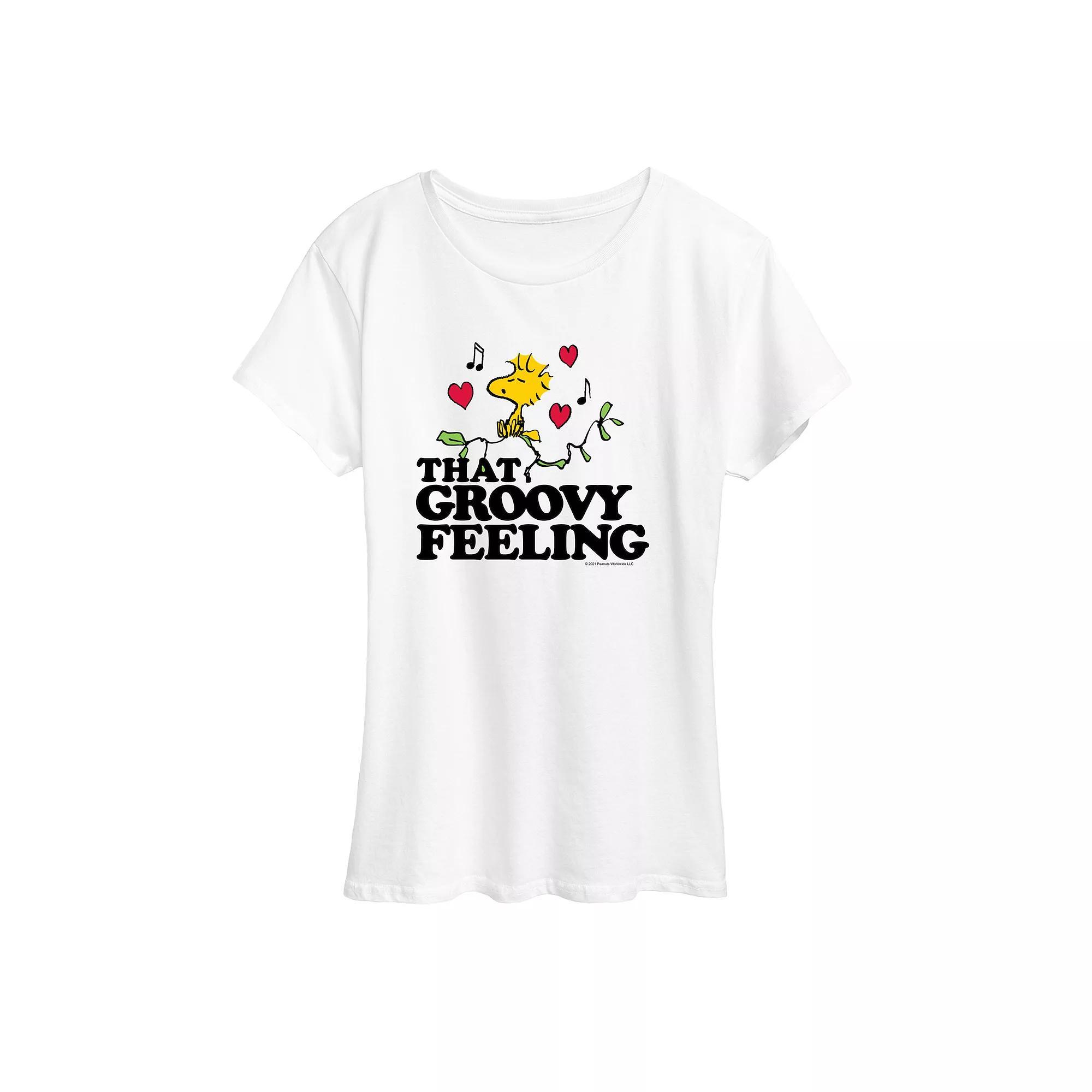 Womens Peanuts Woodstock Groovy Feeling Graphic Tee Product Image