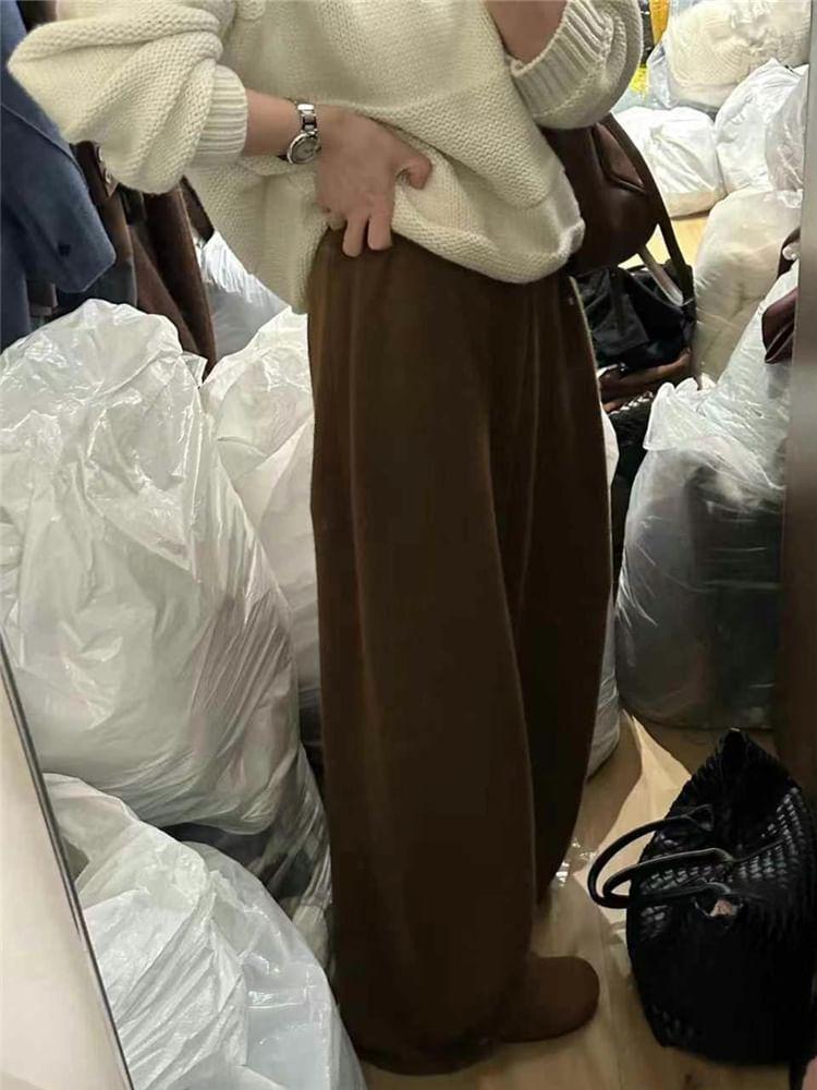 High Rise Plain Wide Leg Pants Product Image