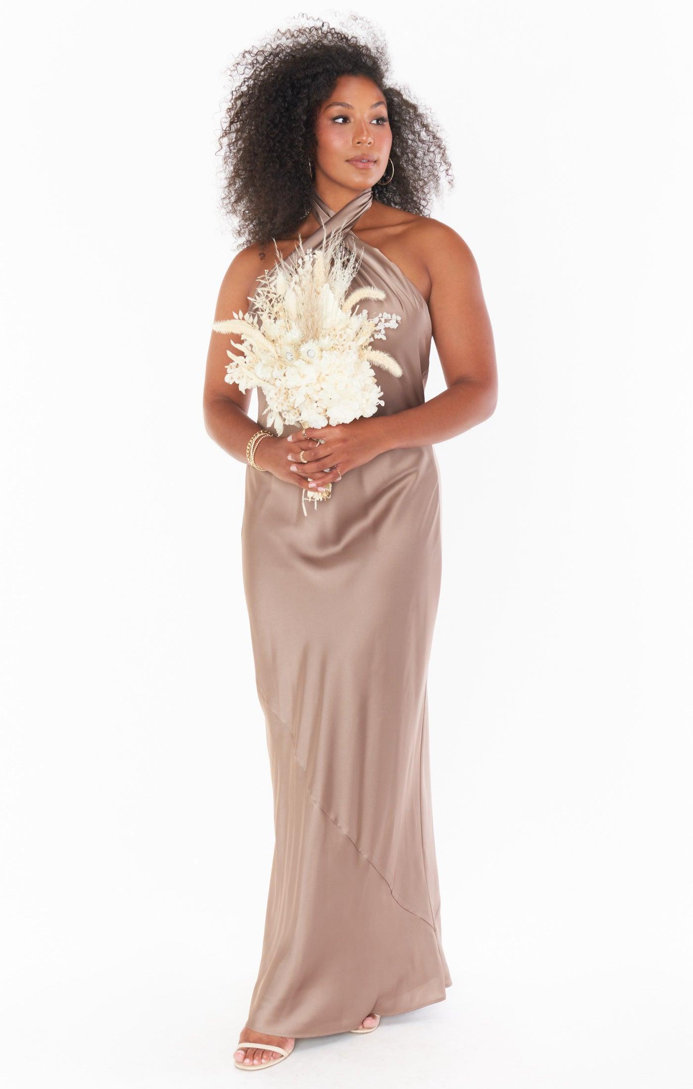 Jasmine Halter Maxi Dress ~ Black Luxe Satin Product Image