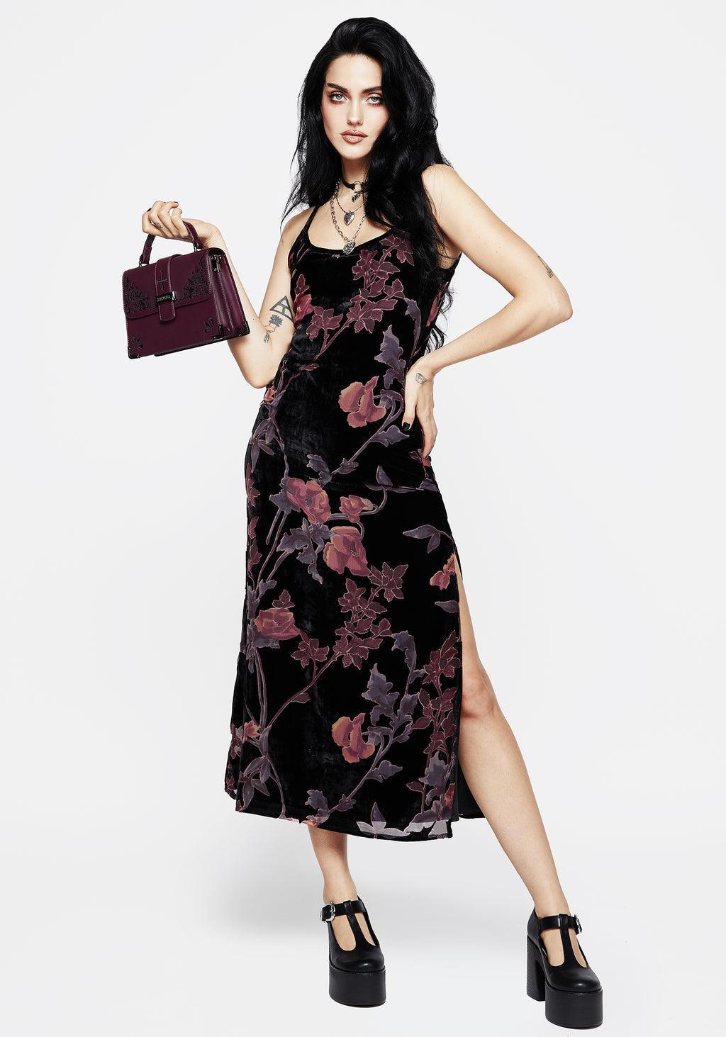 Waterlily Devoré Velour Midaxi Slip Dress Product Image