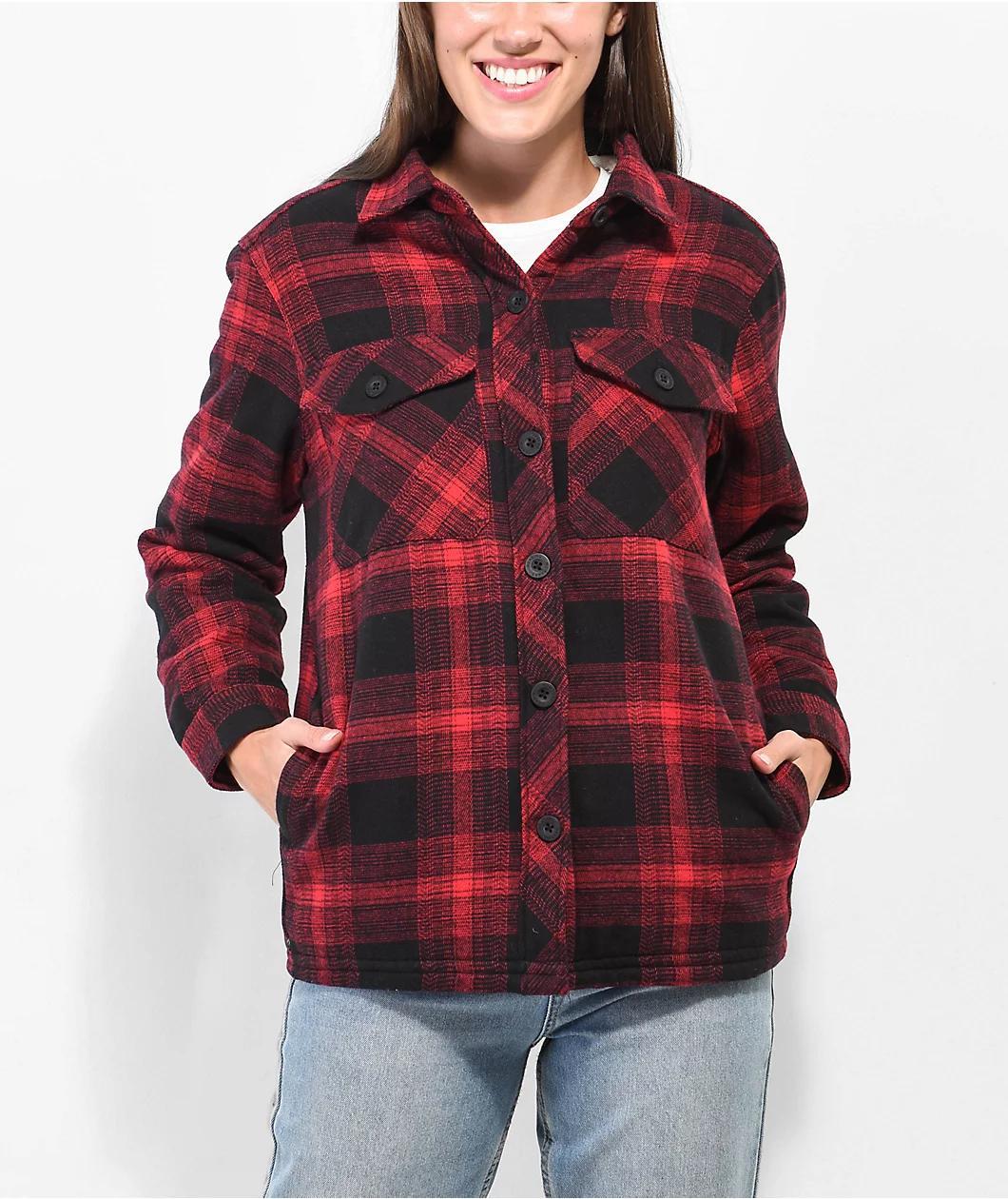 Dravus Cairn Red & Black Sherpa Flannel Shirt Product Image