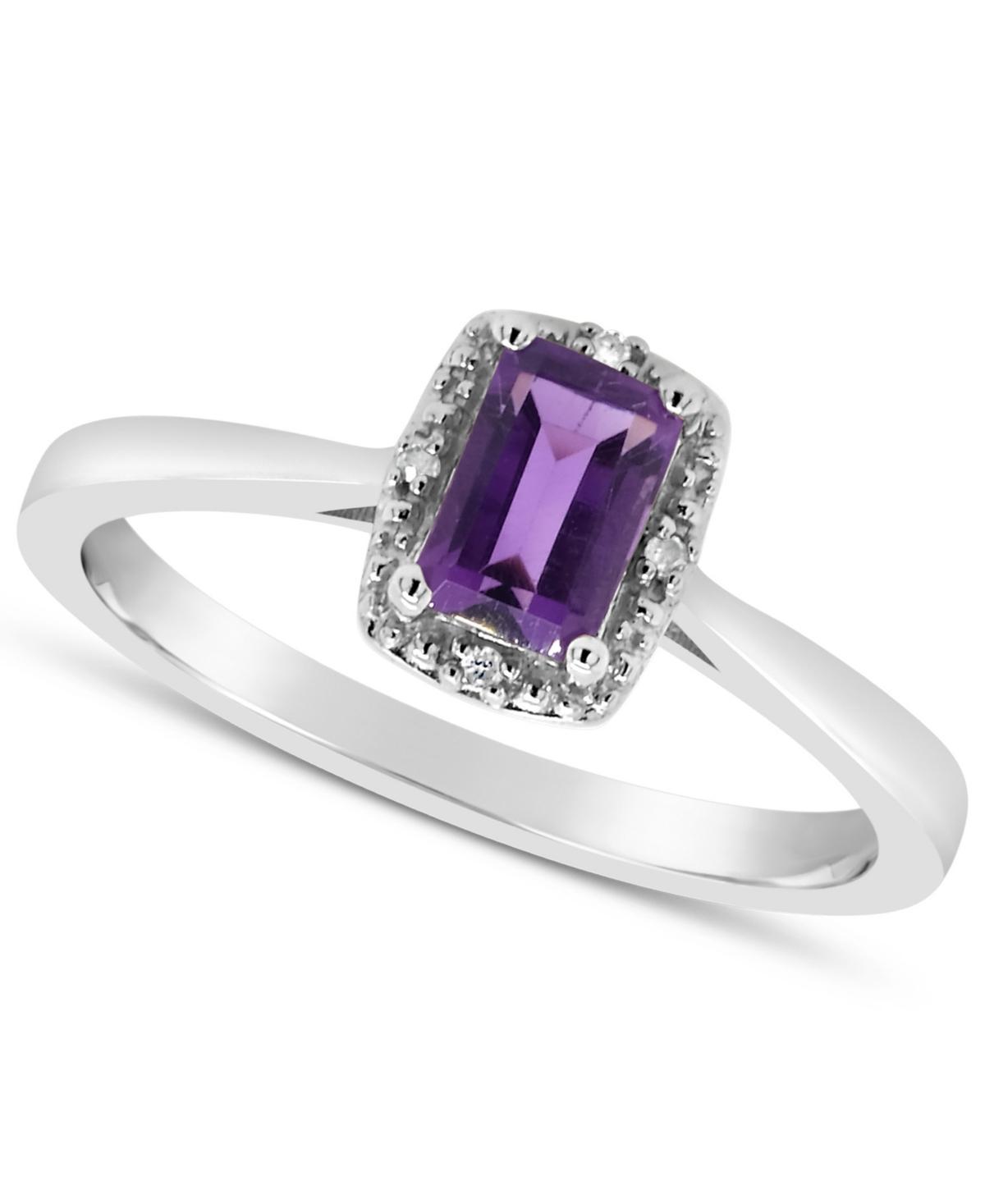 Celebration Gems Sterling Silver Aquamarine & Diamond Accent Rectangle Halo Ring, Womens Product Image